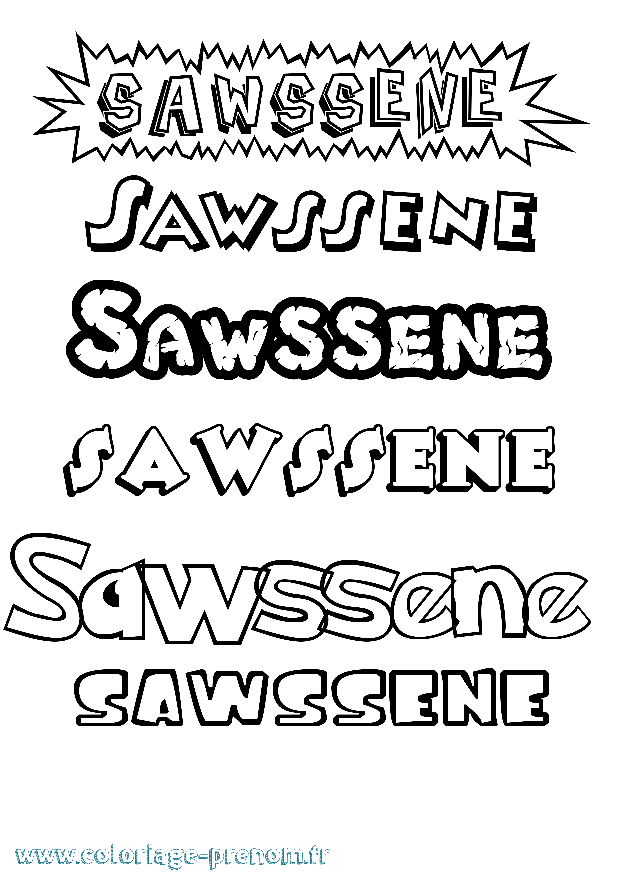 Coloriage Sawssene Dessin Animé Coloriage prénom Sawssene Dessin Animé