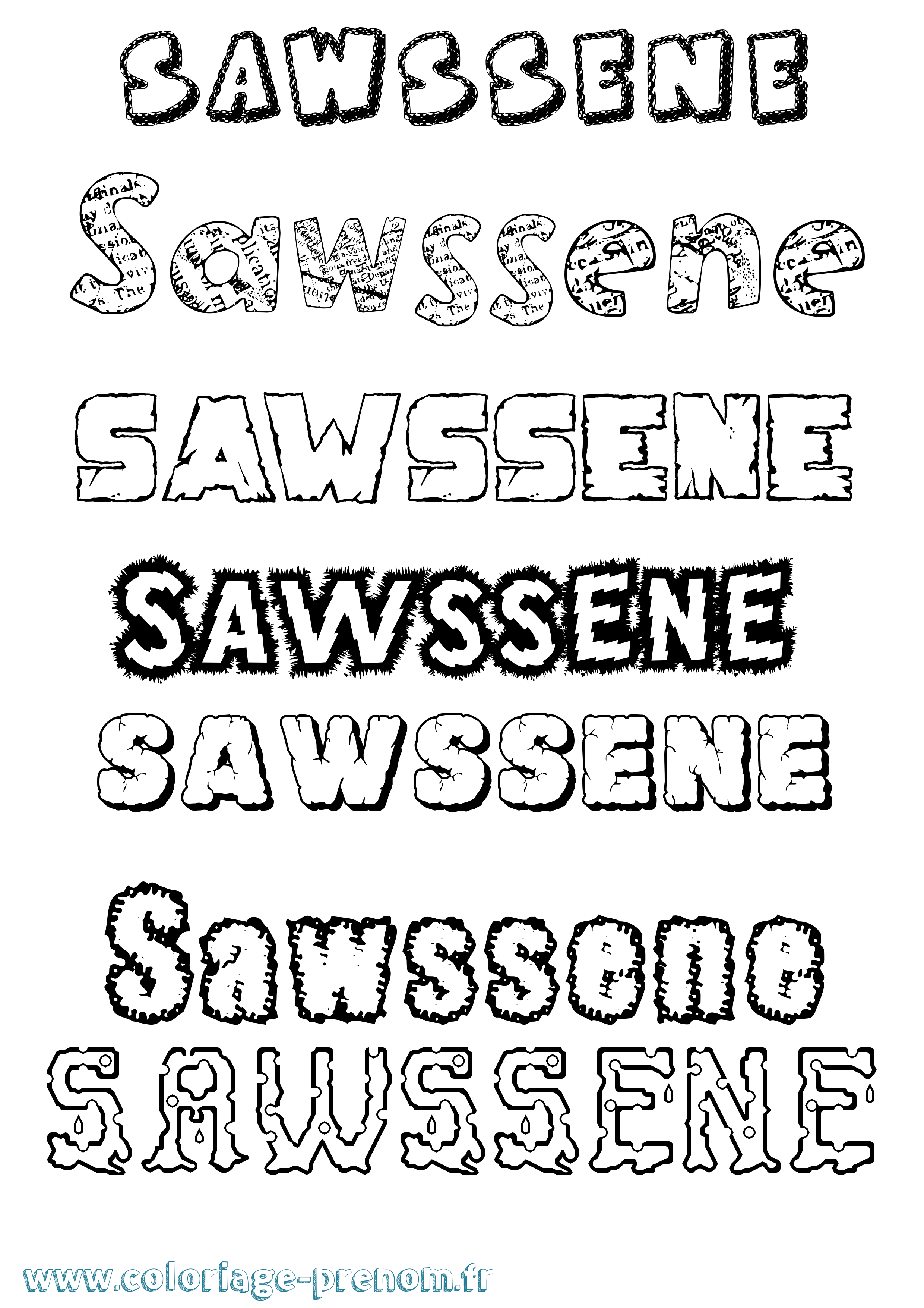Coloriage Sawssene Destructuré Coloriage prénom Sawssene Destructuré