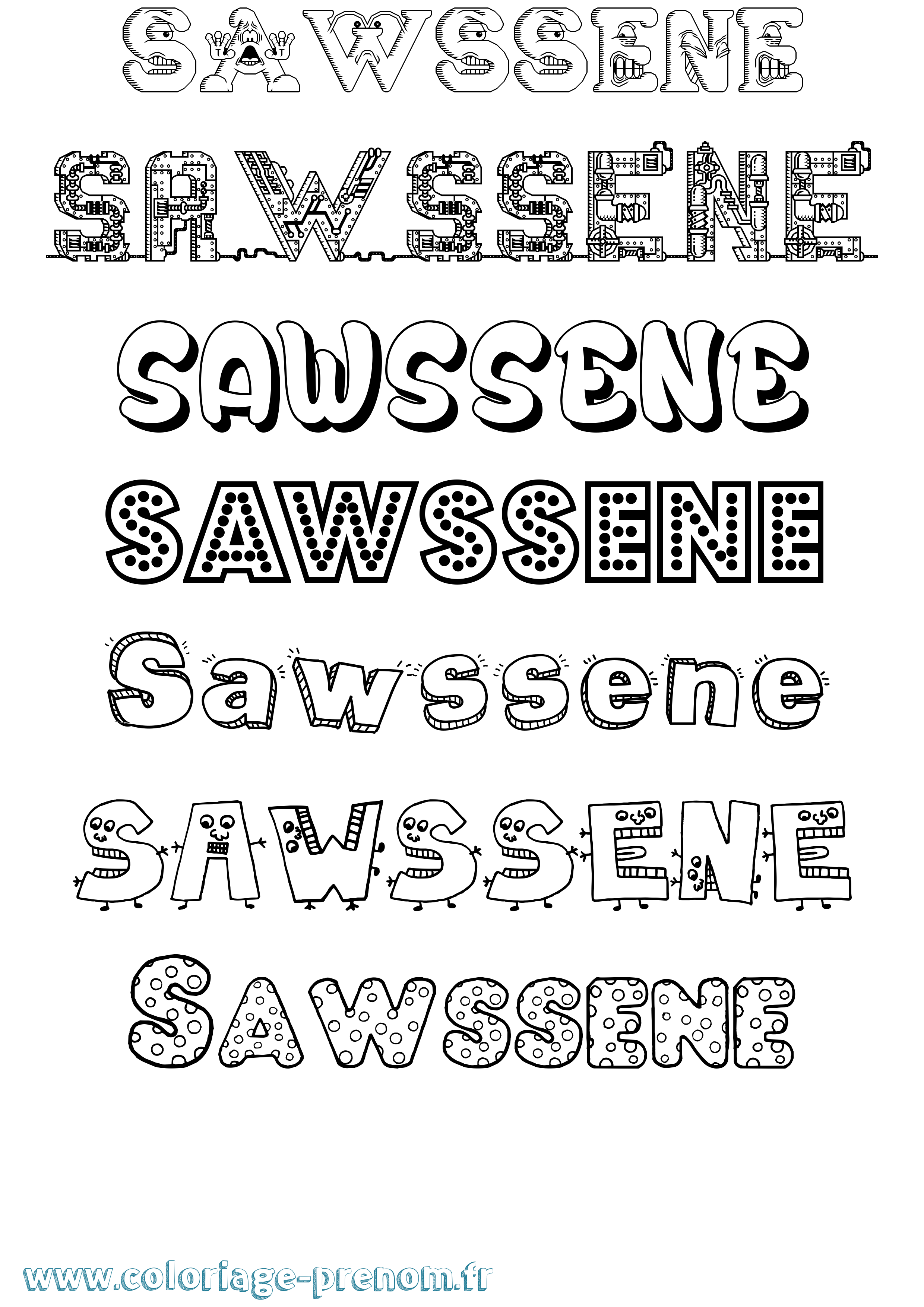 Coloriage Sawssene Fun Coloriage prénom Sawssene Fun