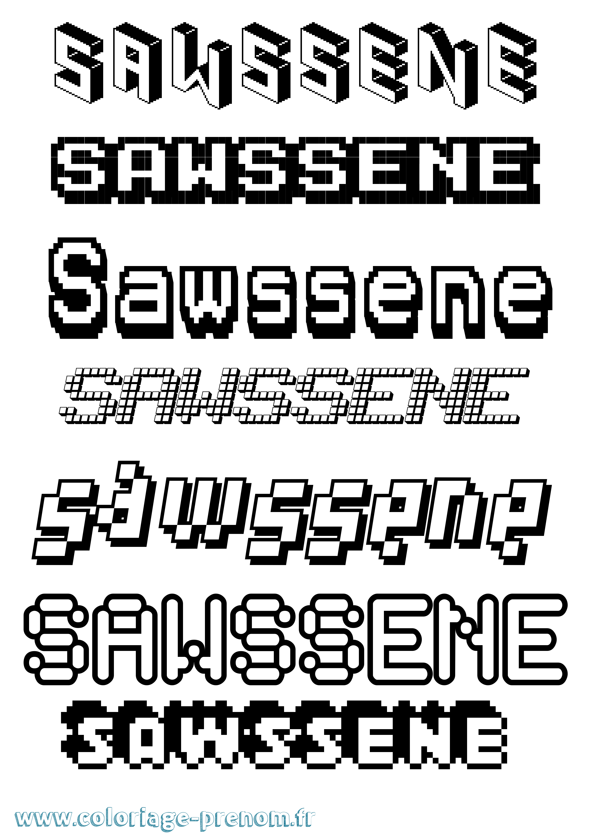 Coloriage Sawssene Pixel Coloriage prénom Sawssene Pixel
