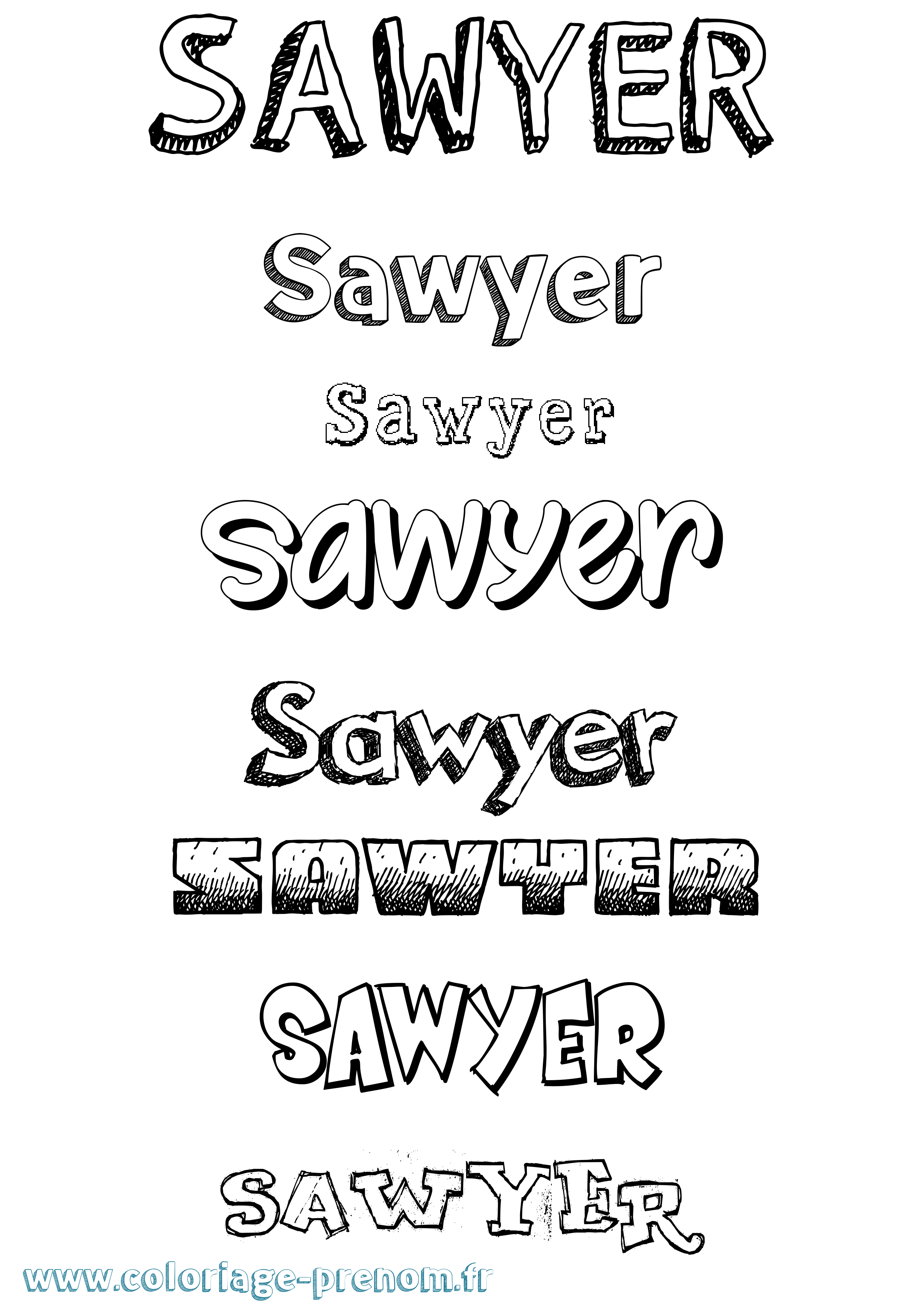 Coloriage Sawyer Dessiné Coloriage prénom Sawyer Dessiné