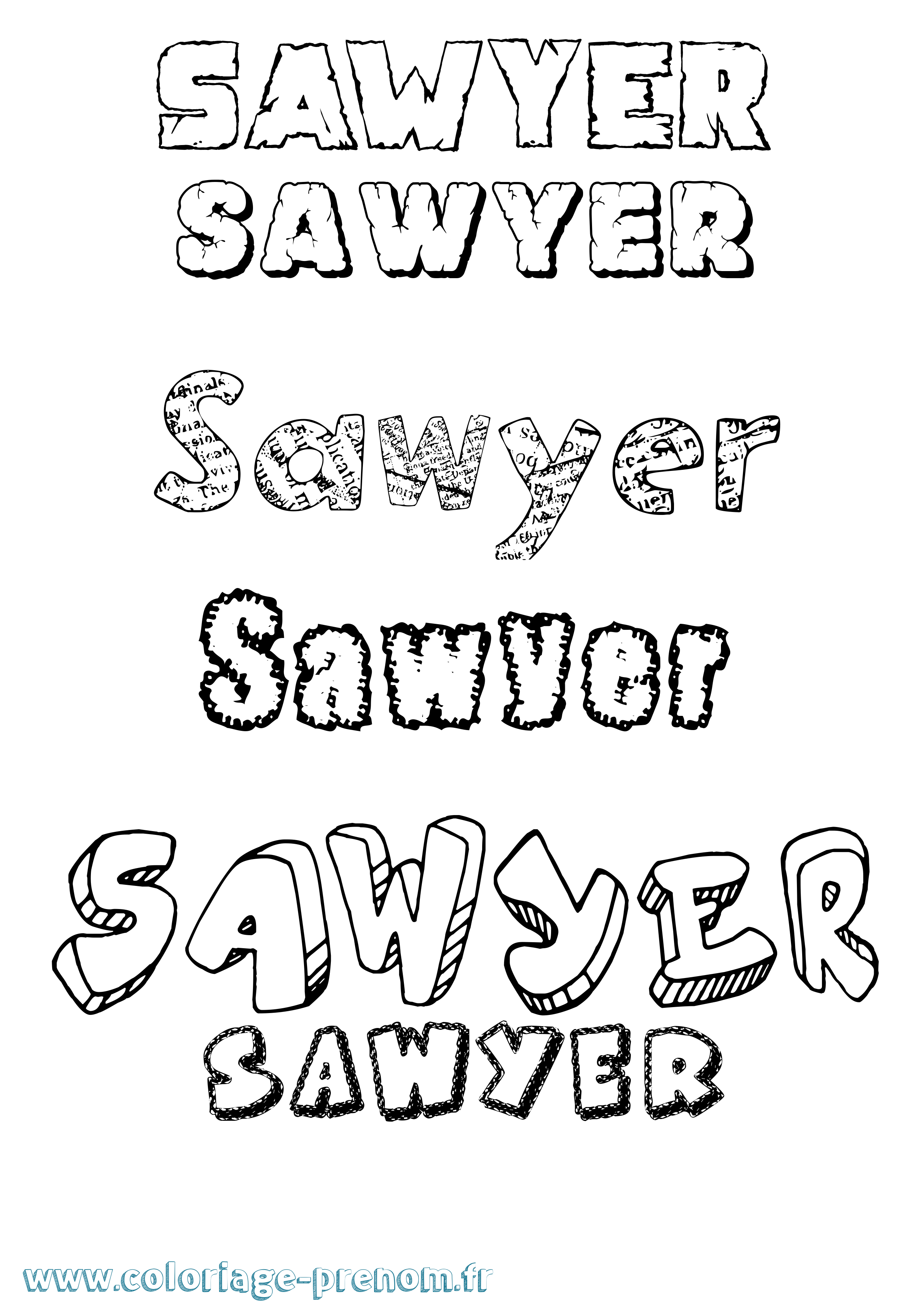 Coloriage Sawyer Destructuré Coloriage prénom Sawyer Destructuré
