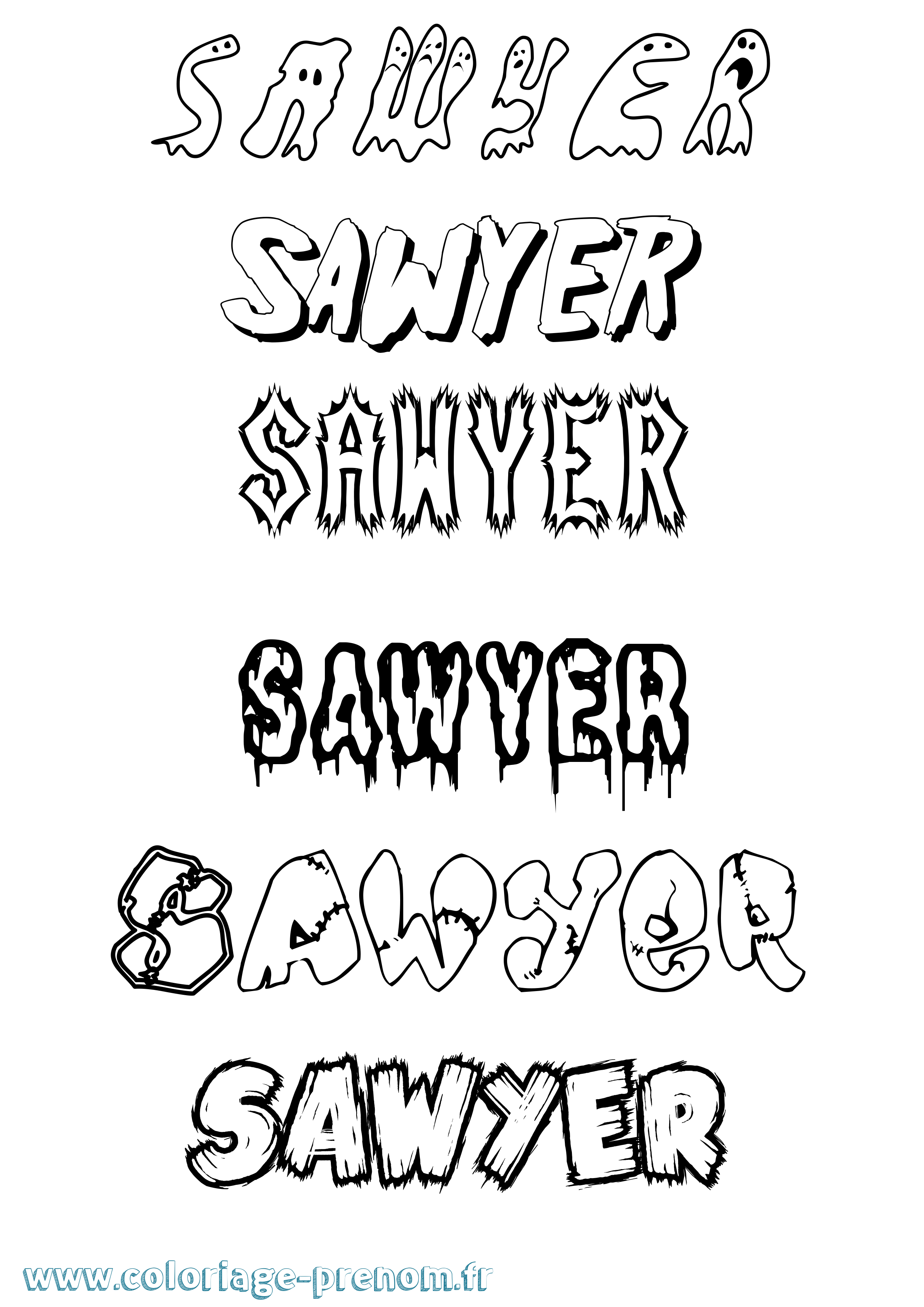 Coloriage Sawyer Frisson Coloriage prénom Sawyer Frisson
