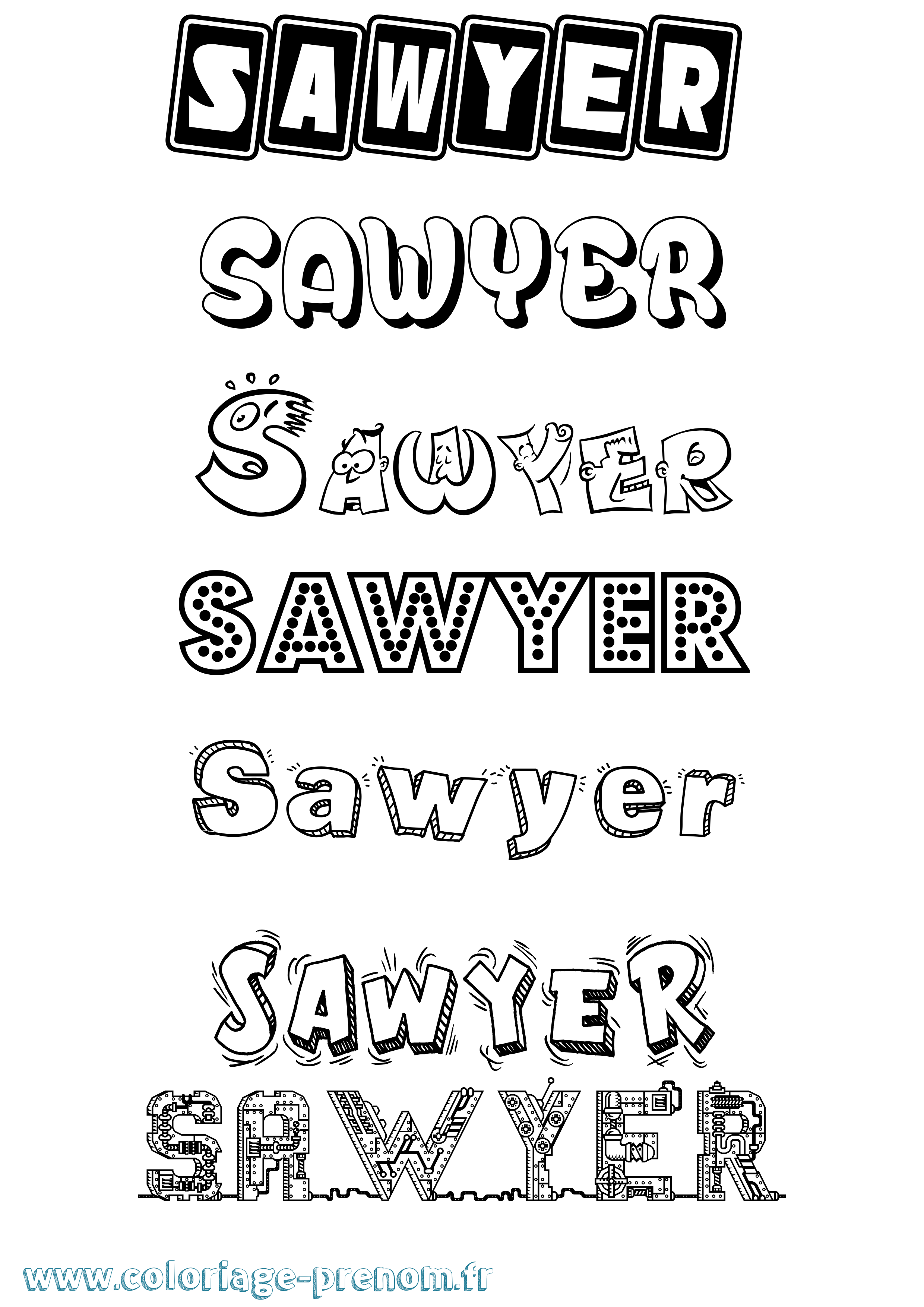 Coloriage Sawyer Fun Coloriage prénom Sawyer Fun