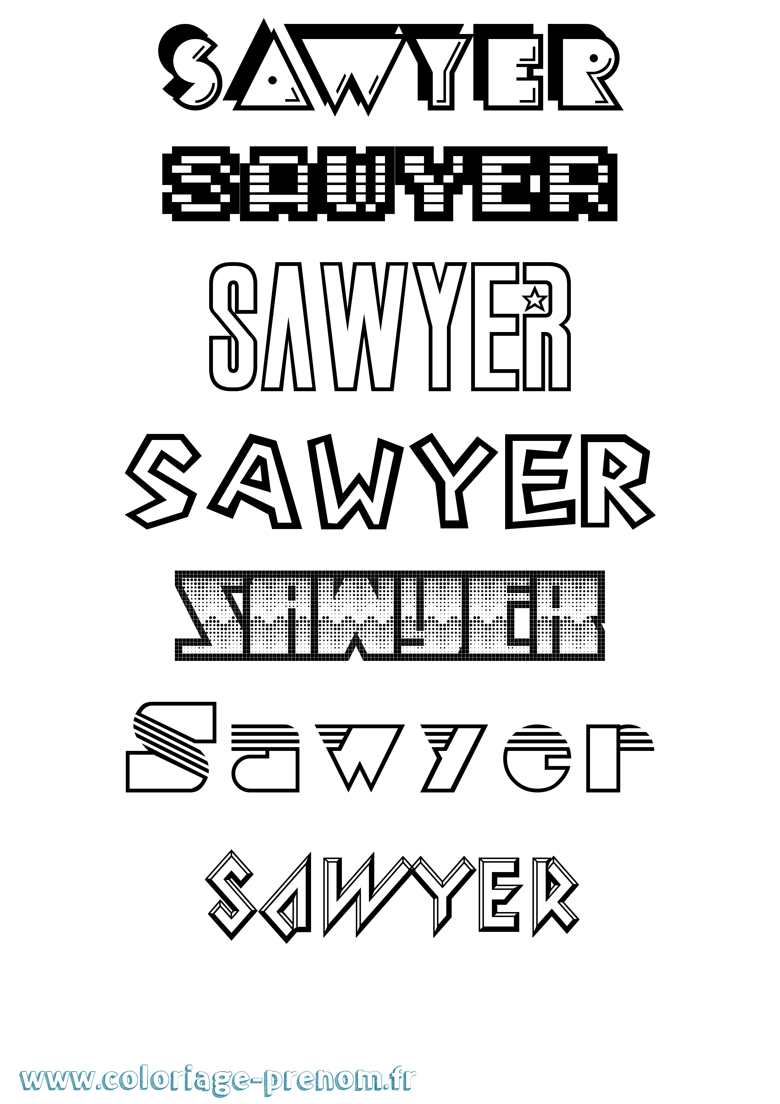 Coloriage Sawyer Jeux Vidéos Coloriage prénom Sawyer Jeux Vidéos