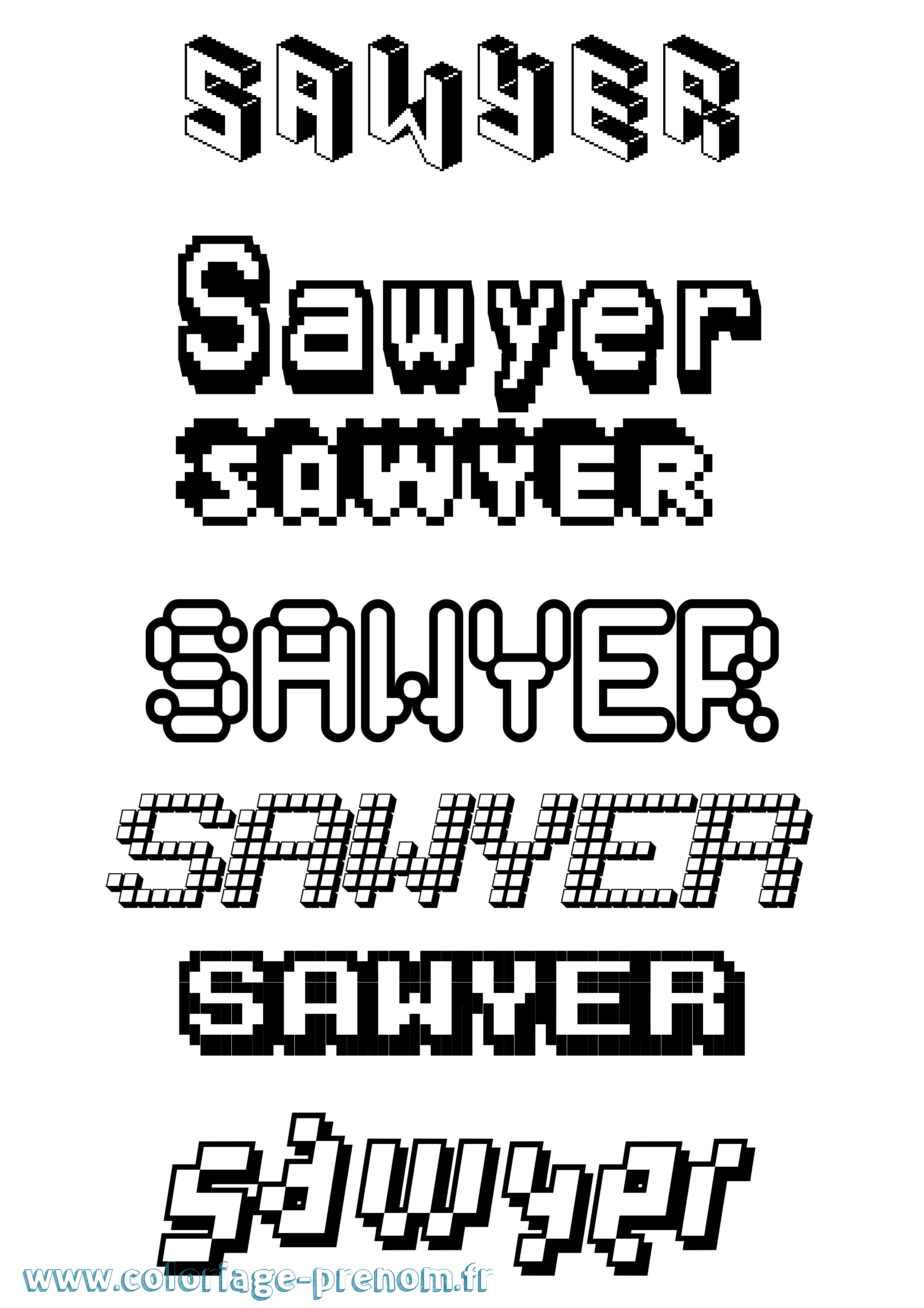 Coloriage Sawyer Pixel Coloriage prénom Sawyer Pixel