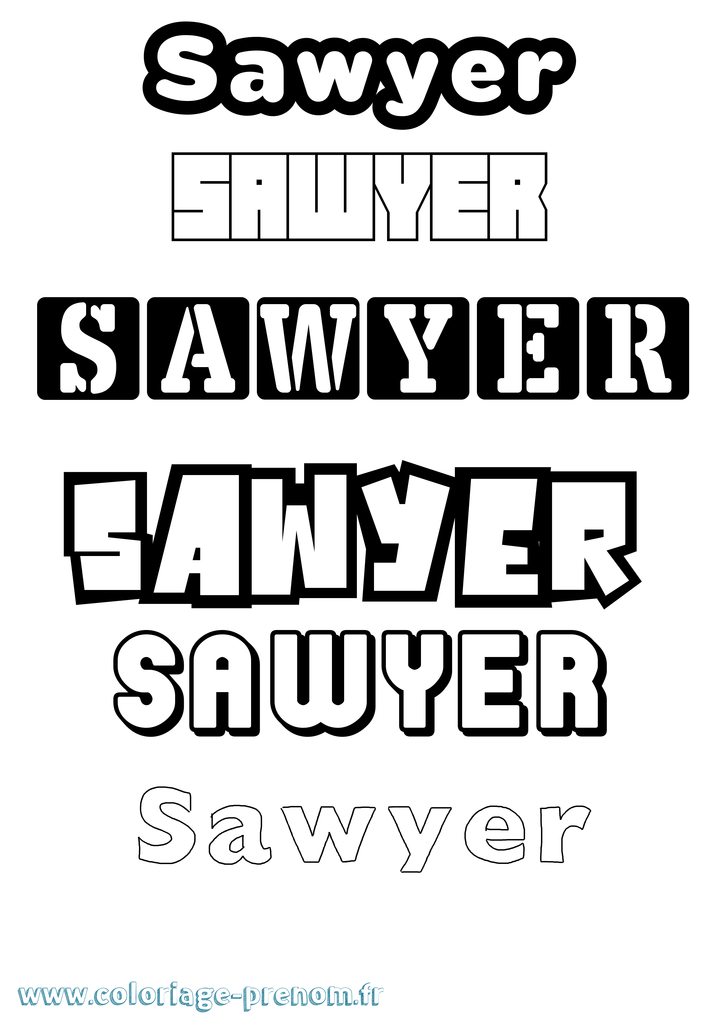 Coloriage Sawyer Simple Coloriage prénom Sawyer Simple