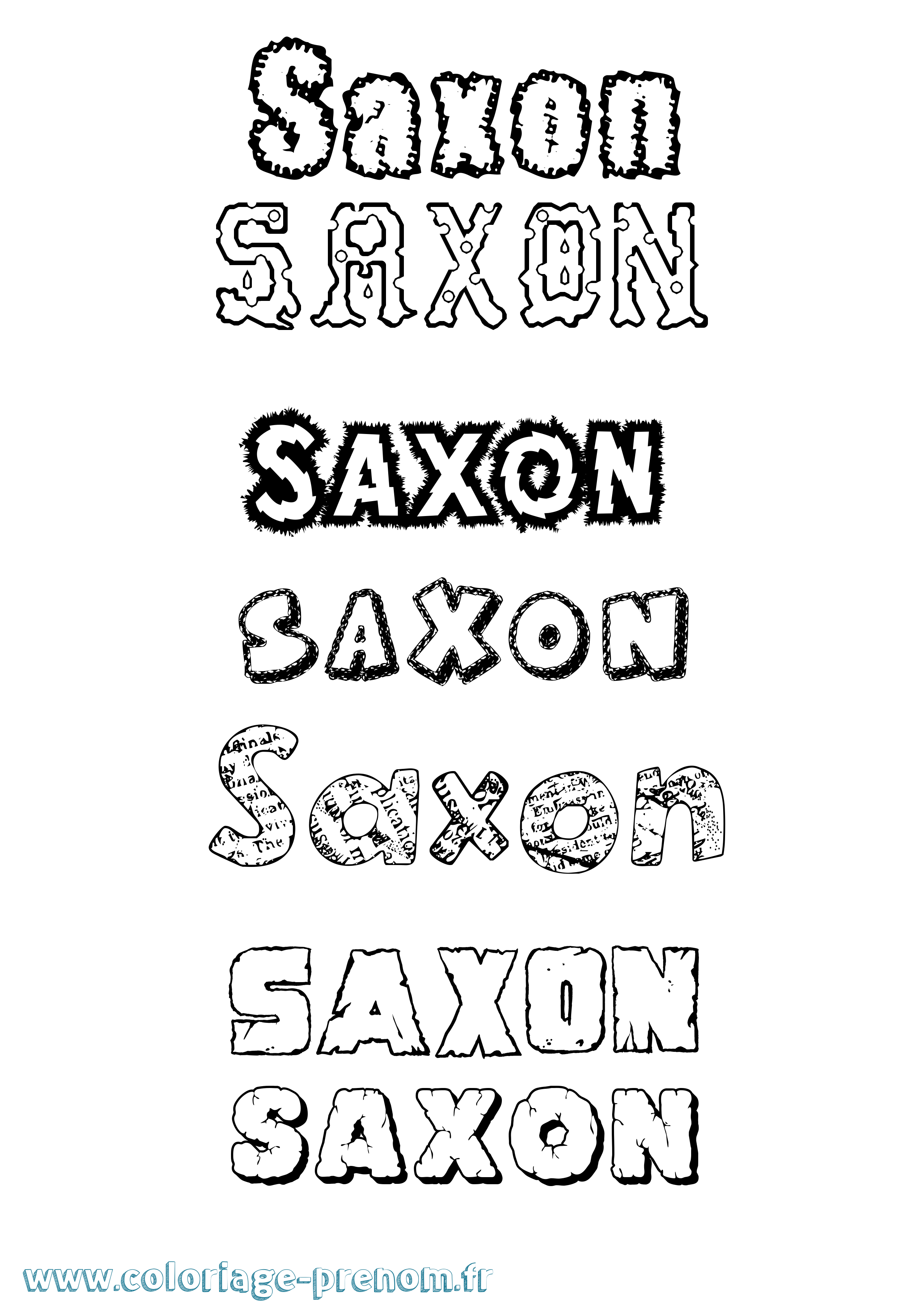 Coloriage Saxon Destructuré Coloriage prénom Saxon Destructuré