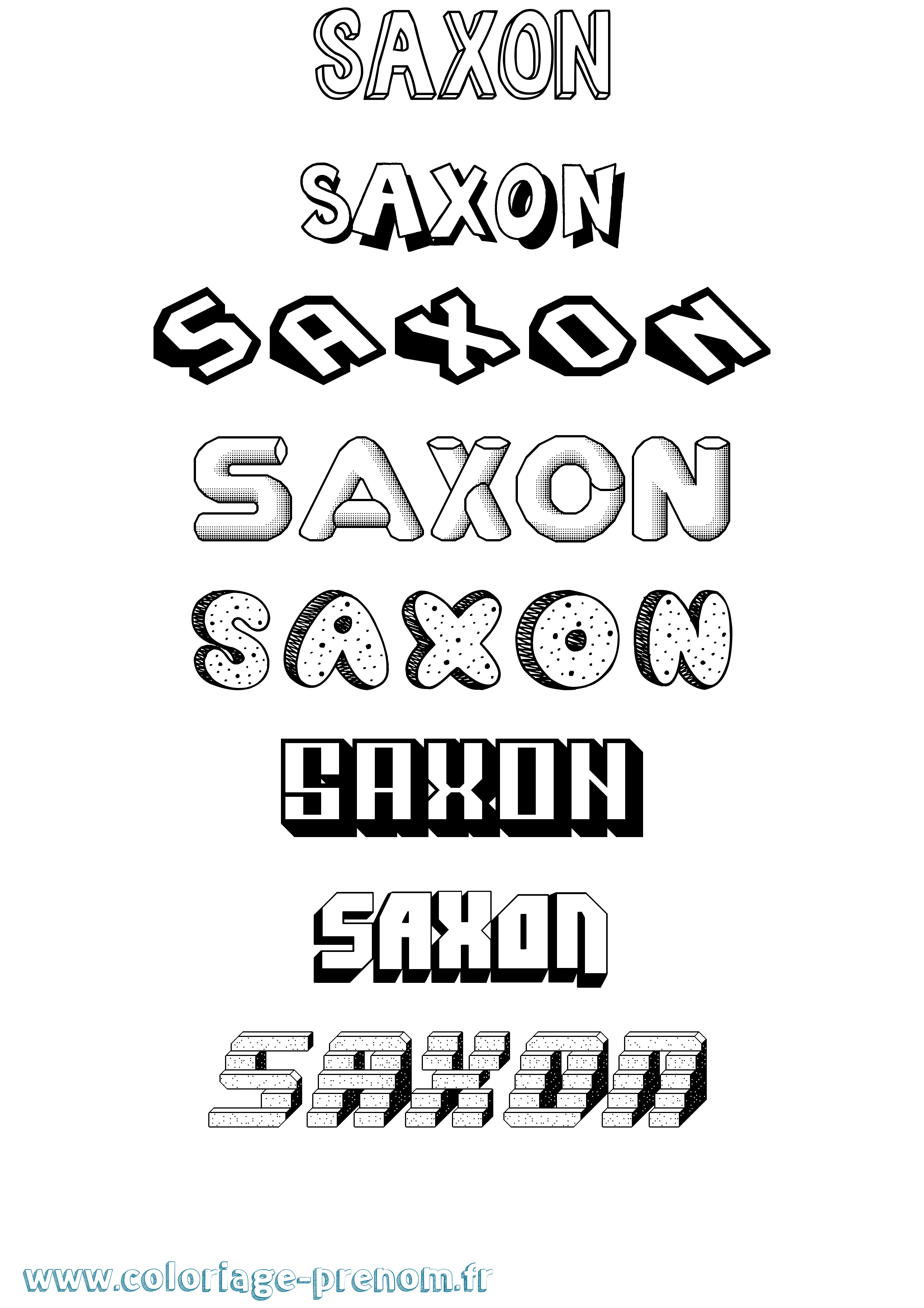 Coloriage Saxon Effet 3D Coloriage prénom Saxon Effet 3D