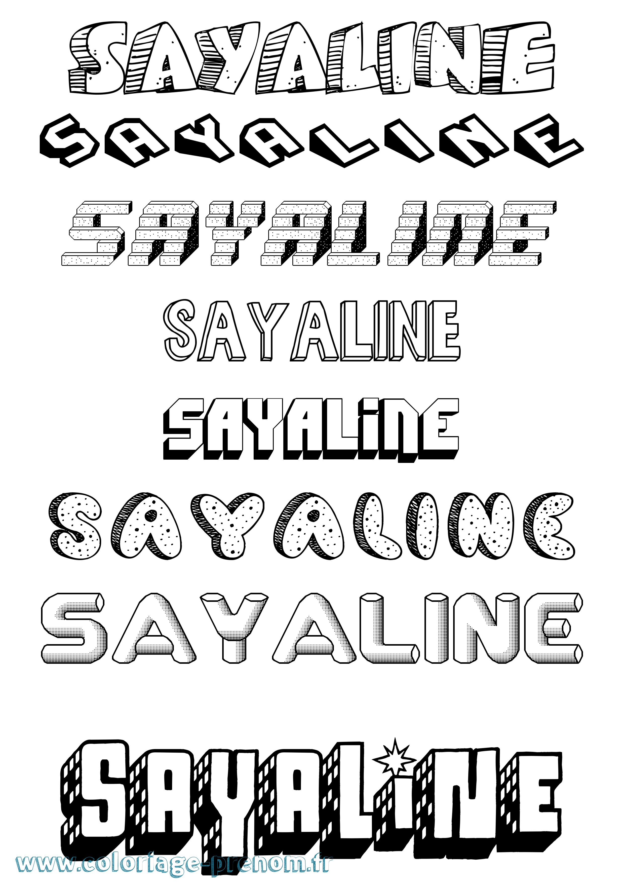 Coloriage Sayaline Effet 3D Coloriage prénom Sayaline Effet 3D
