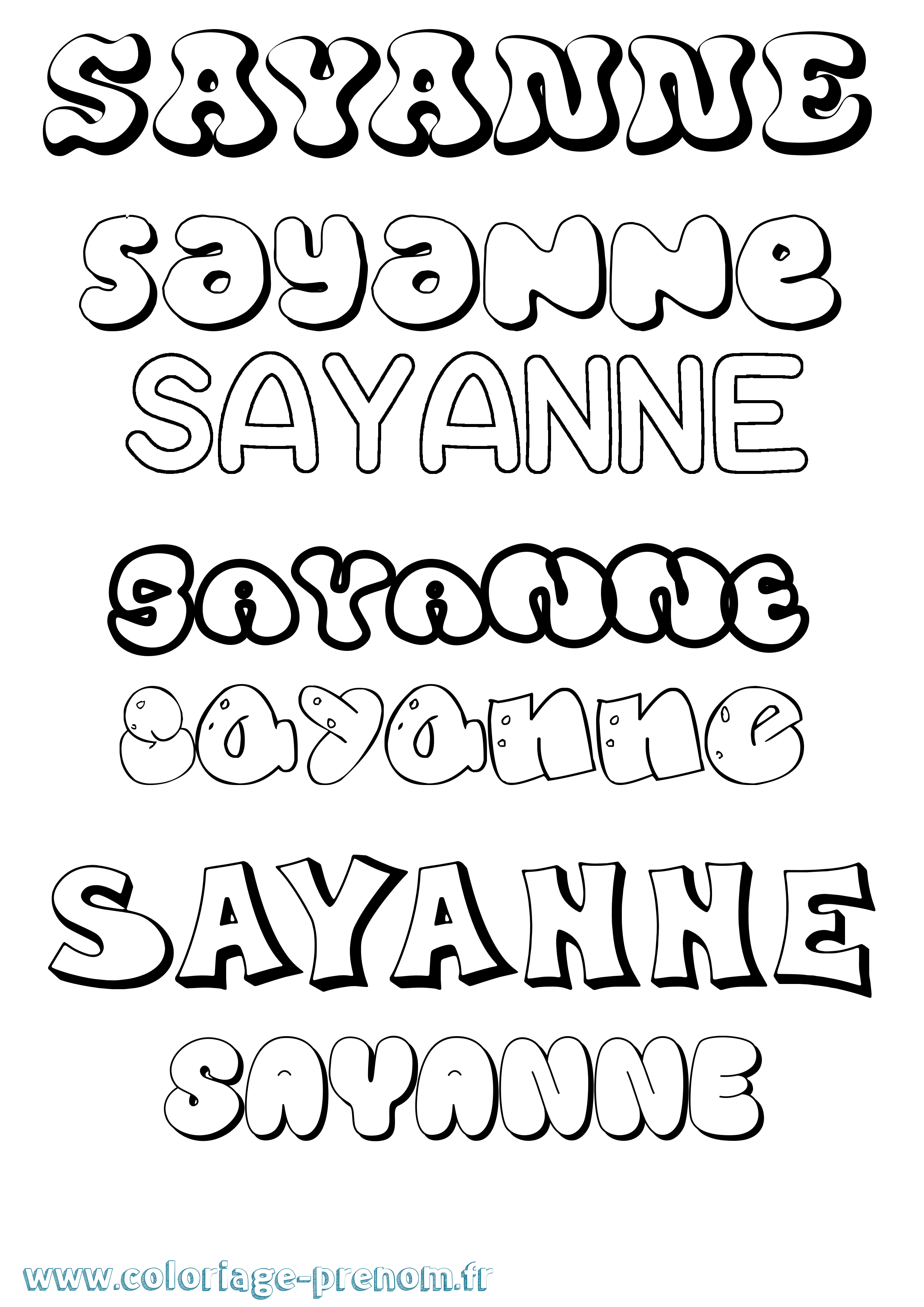 Coloriage Sayanne Bubble Coloriage prénom Sayanne Bubble