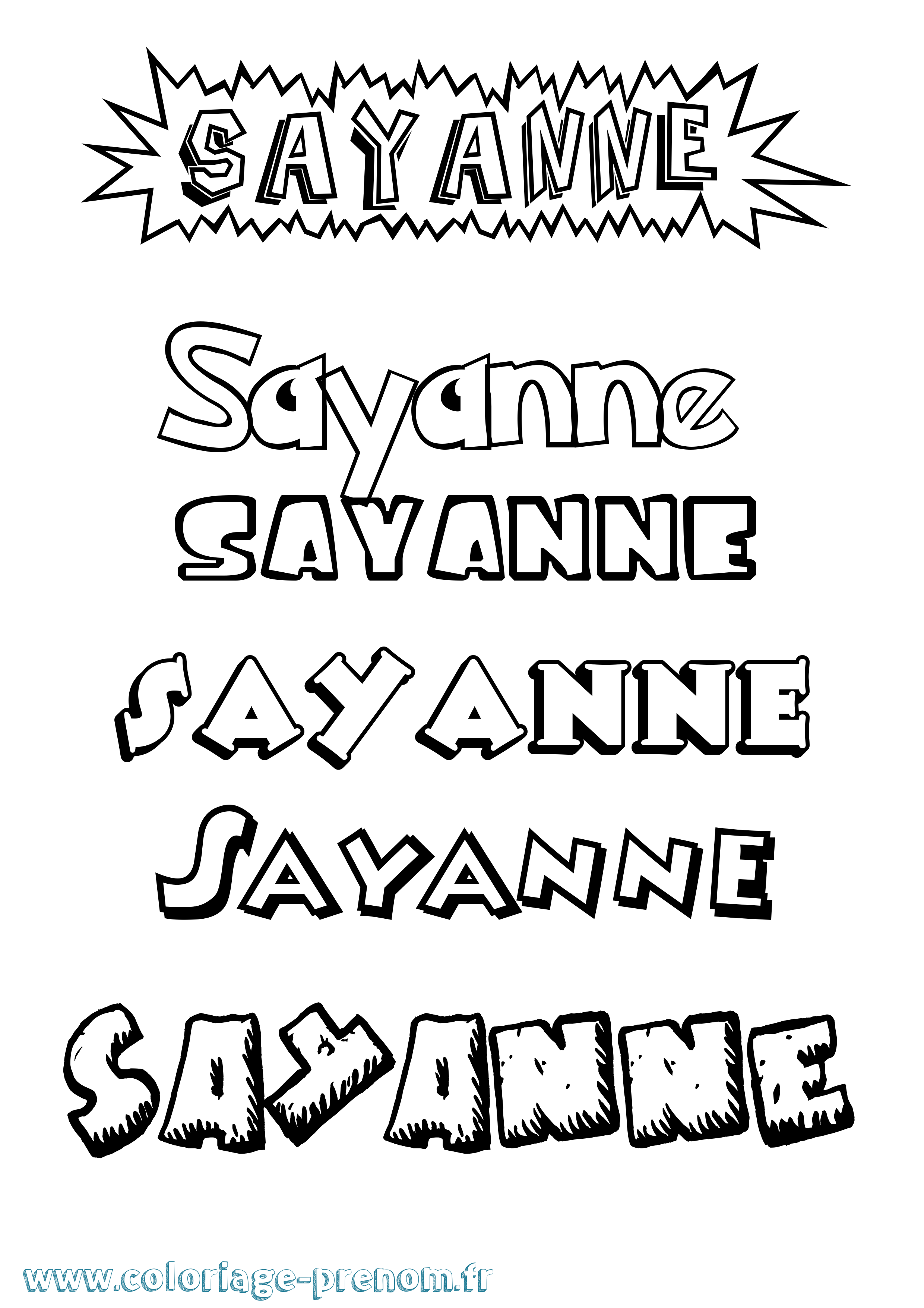 Coloriage Sayanne Dessin Animé Coloriage prénom Sayanne Dessin Animé