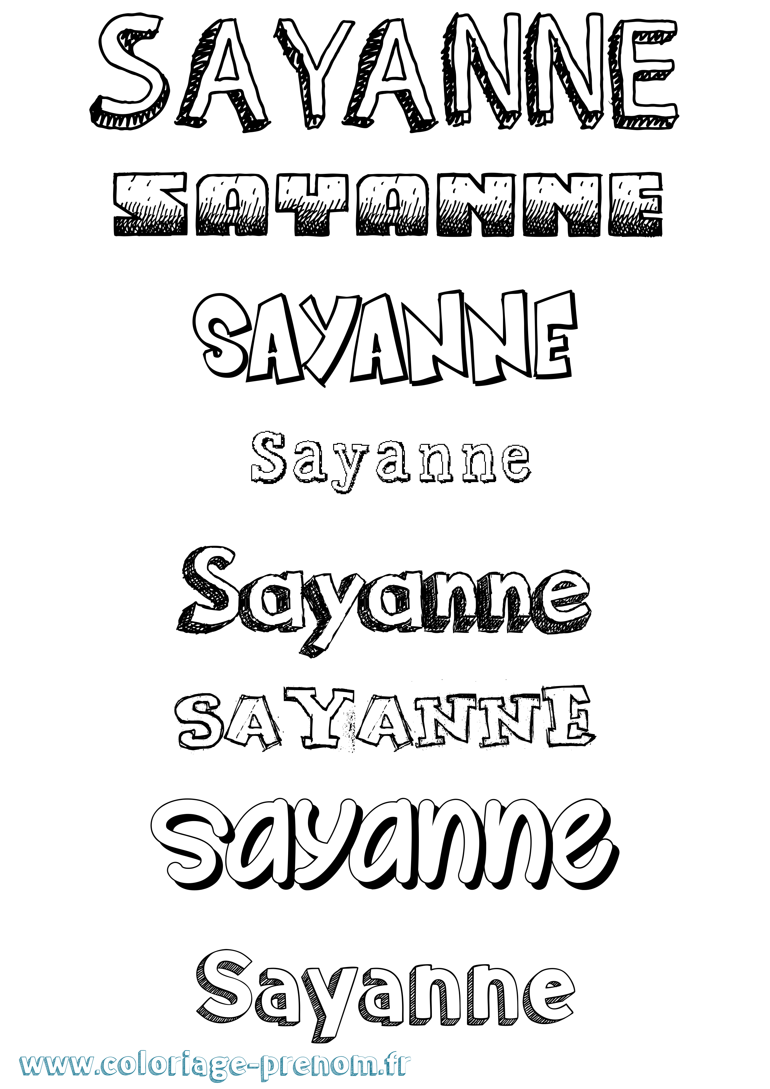 Coloriage Sayanne Dessiné Coloriage prénom Sayanne Dessiné