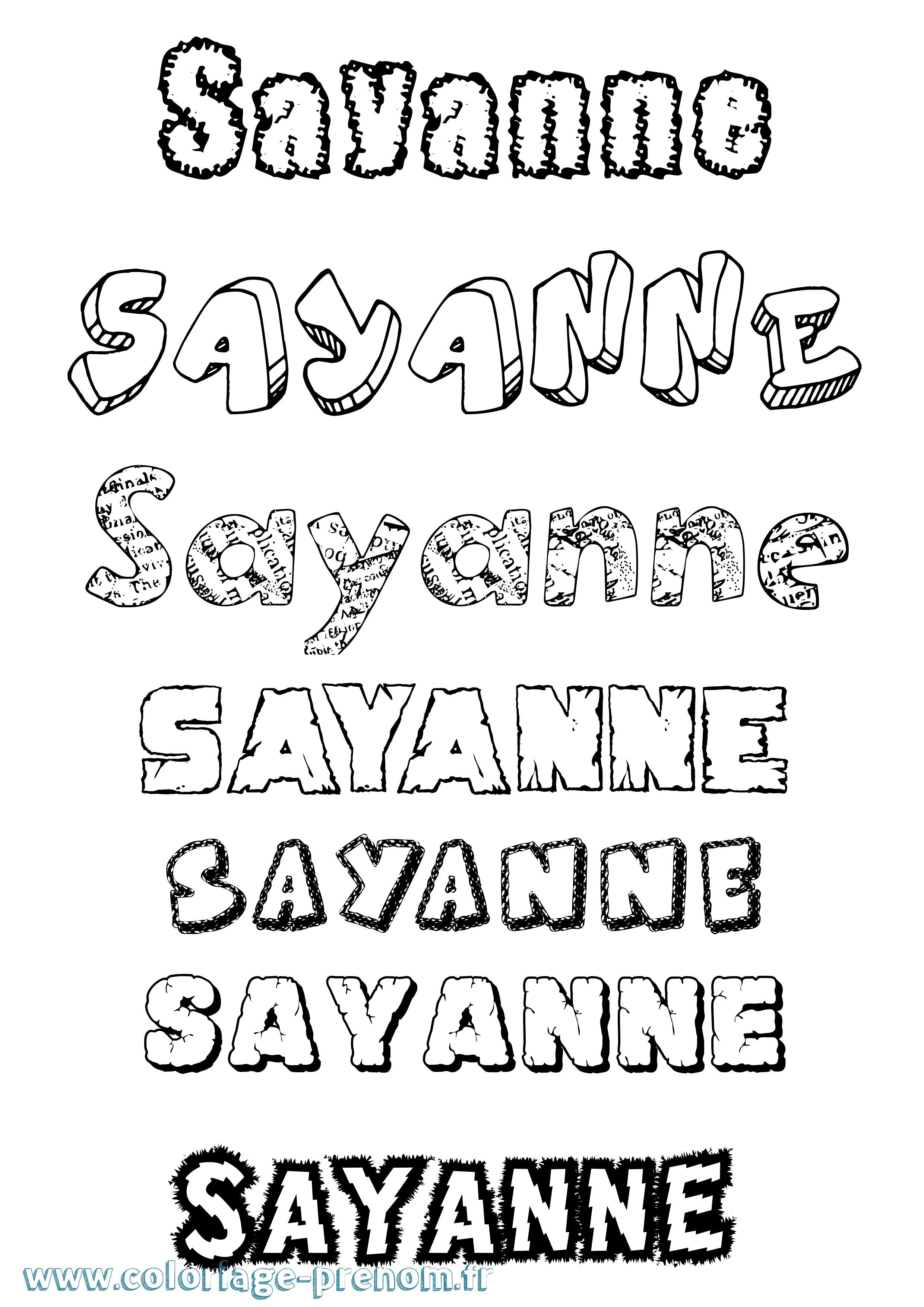 Coloriage Sayanne Destructuré Coloriage prénom Sayanne Destructuré