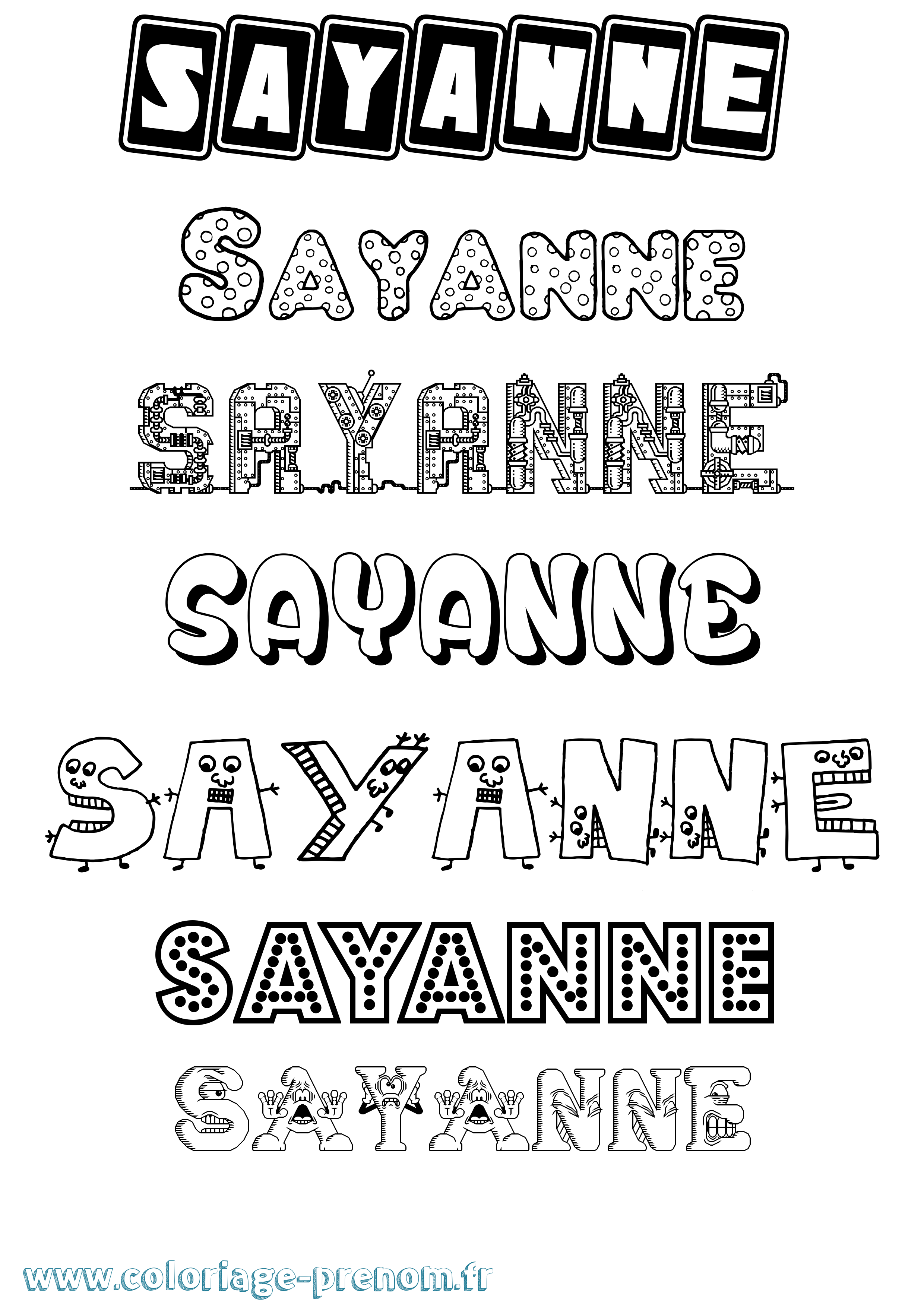 Coloriage Sayanne Fun Coloriage prénom Sayanne Fun