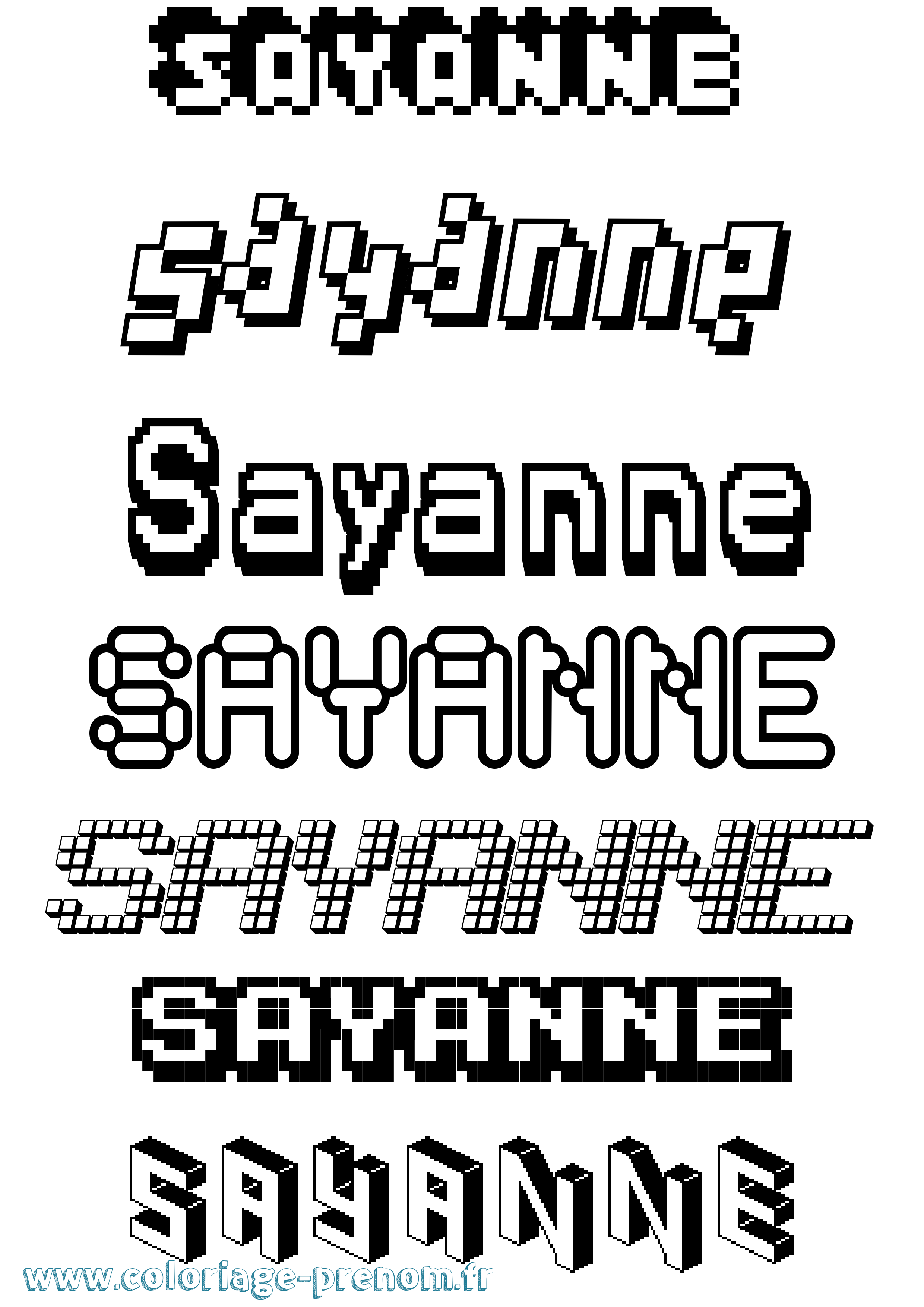 Coloriage Sayanne Pixel Coloriage prénom Sayanne Pixel