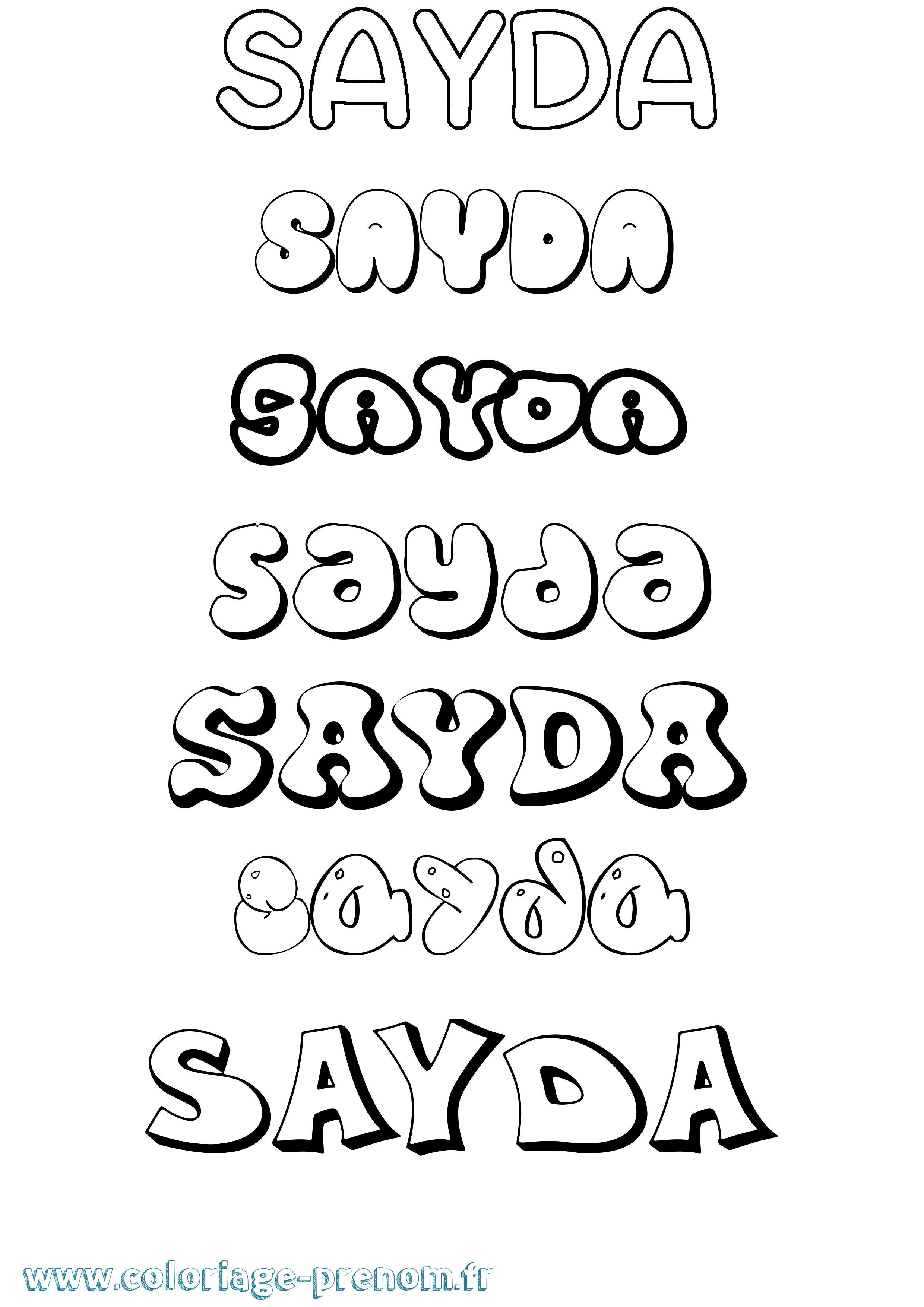 Coloriage Sayda Bubble Coloriage prénom Sayda Bubble