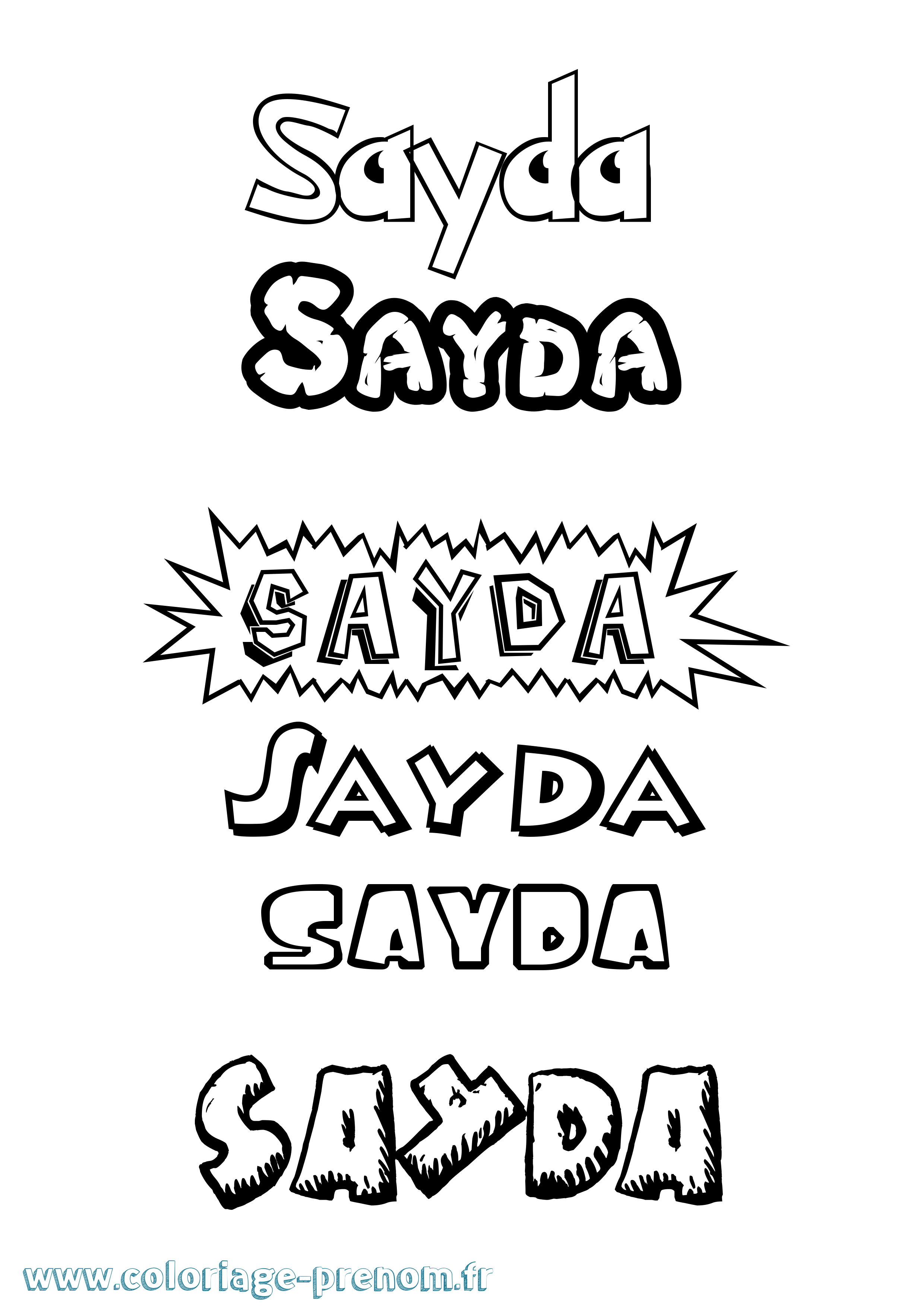 Coloriage Sayda Dessin Animé Coloriage prénom Sayda Dessin Animé