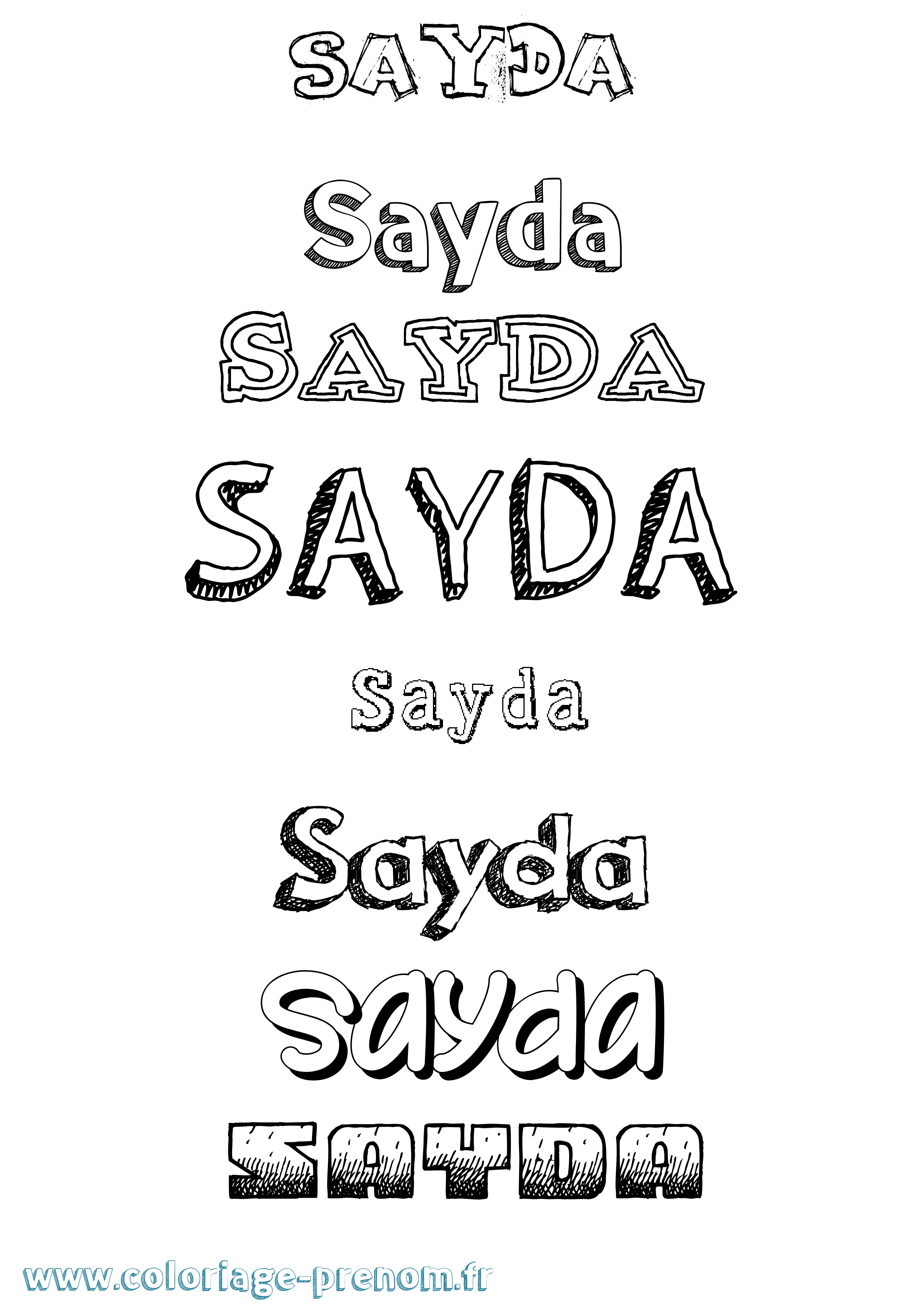 Coloriage Sayda Dessiné Coloriage prénom Sayda Dessiné