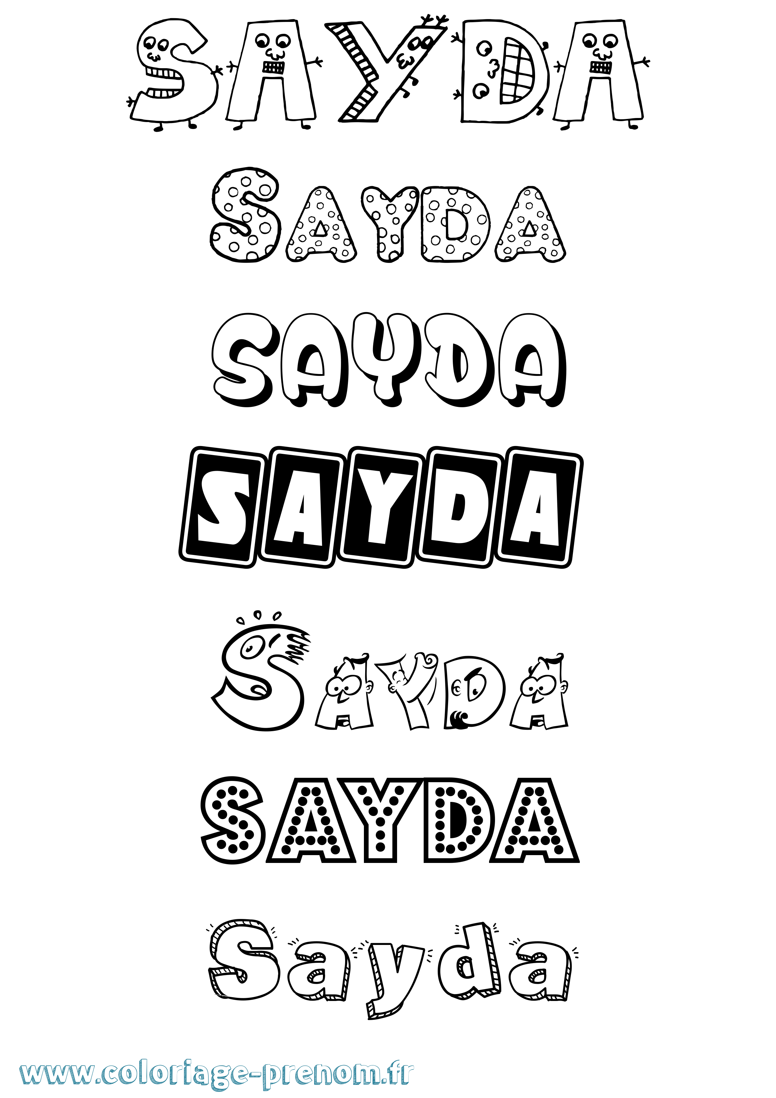 Coloriage Sayda Fun Coloriage prénom Sayda Fun