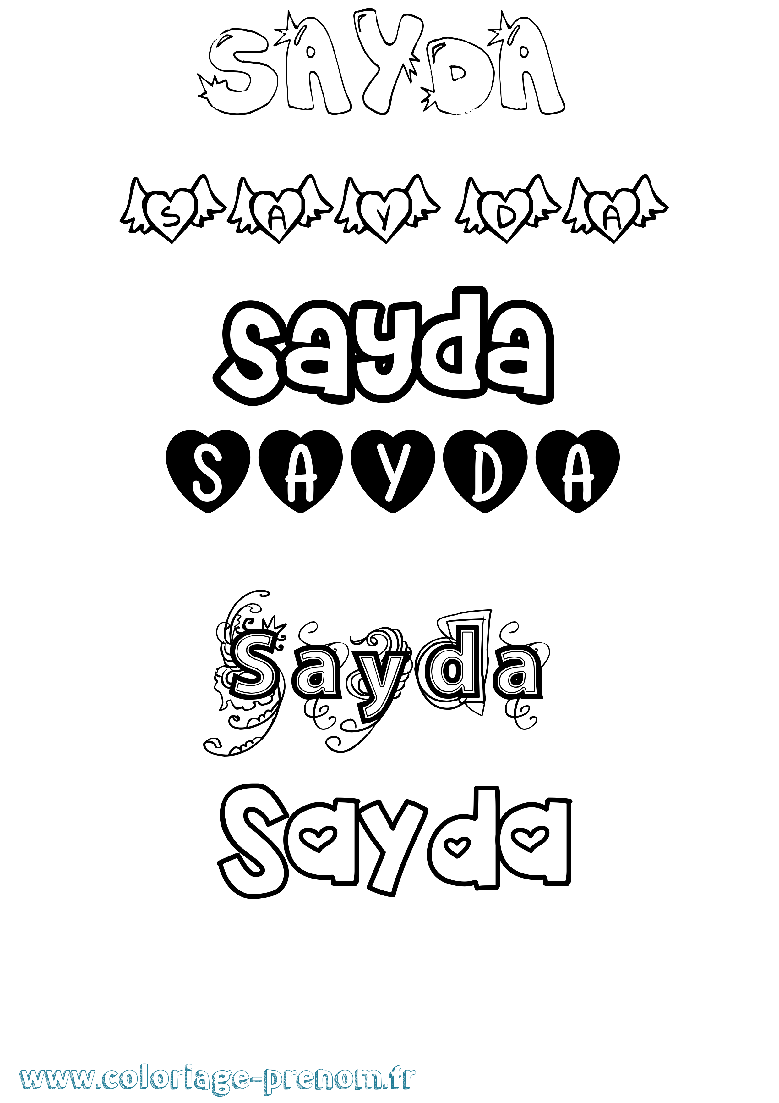 Coloriage Sayda Girly Coloriage prénom Sayda Girly