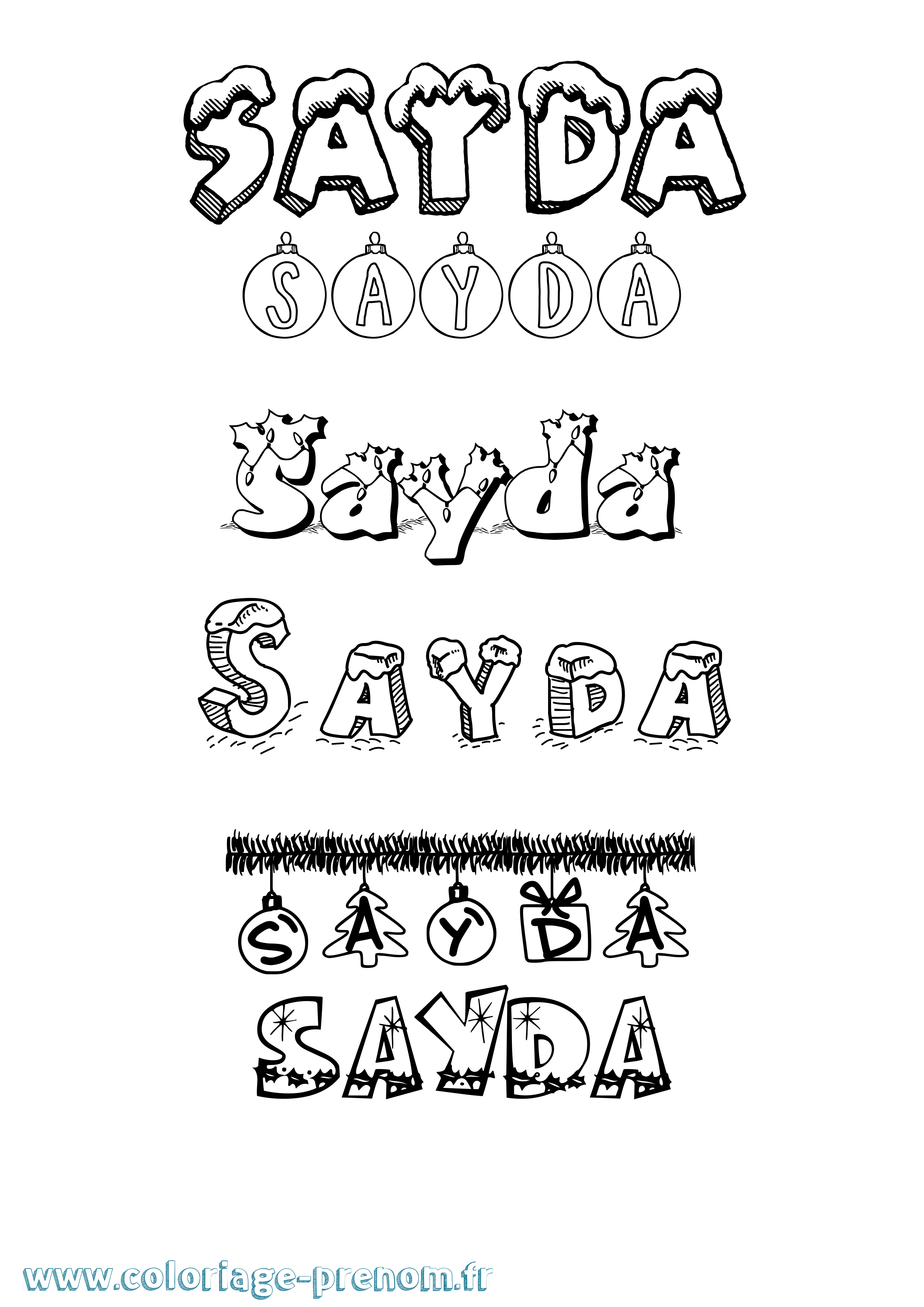 Coloriage Sayda Noël Coloriage prénom Sayda Noël