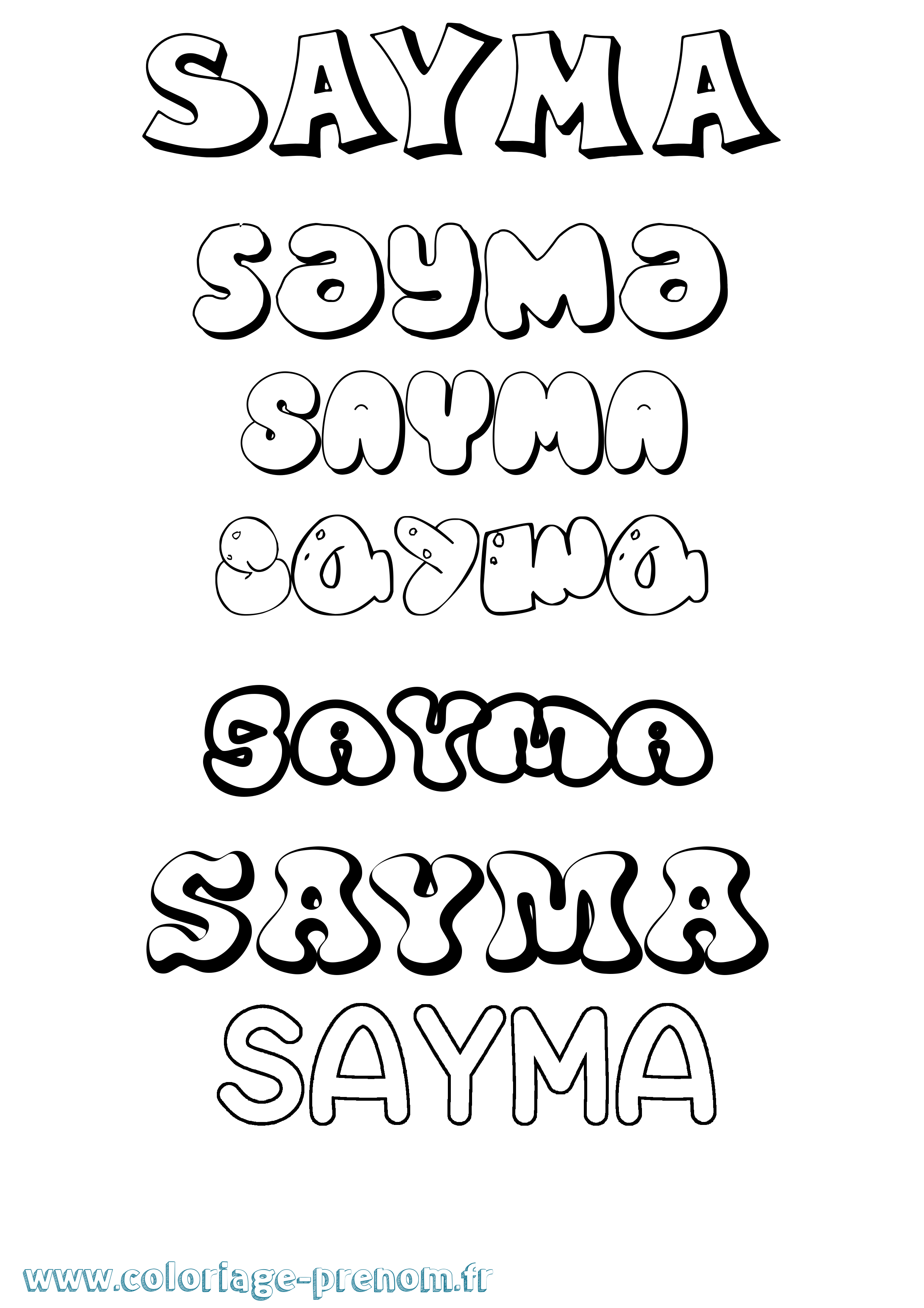 Coloriage Sayma Bubble Coloriage prénom Sayma Bubble