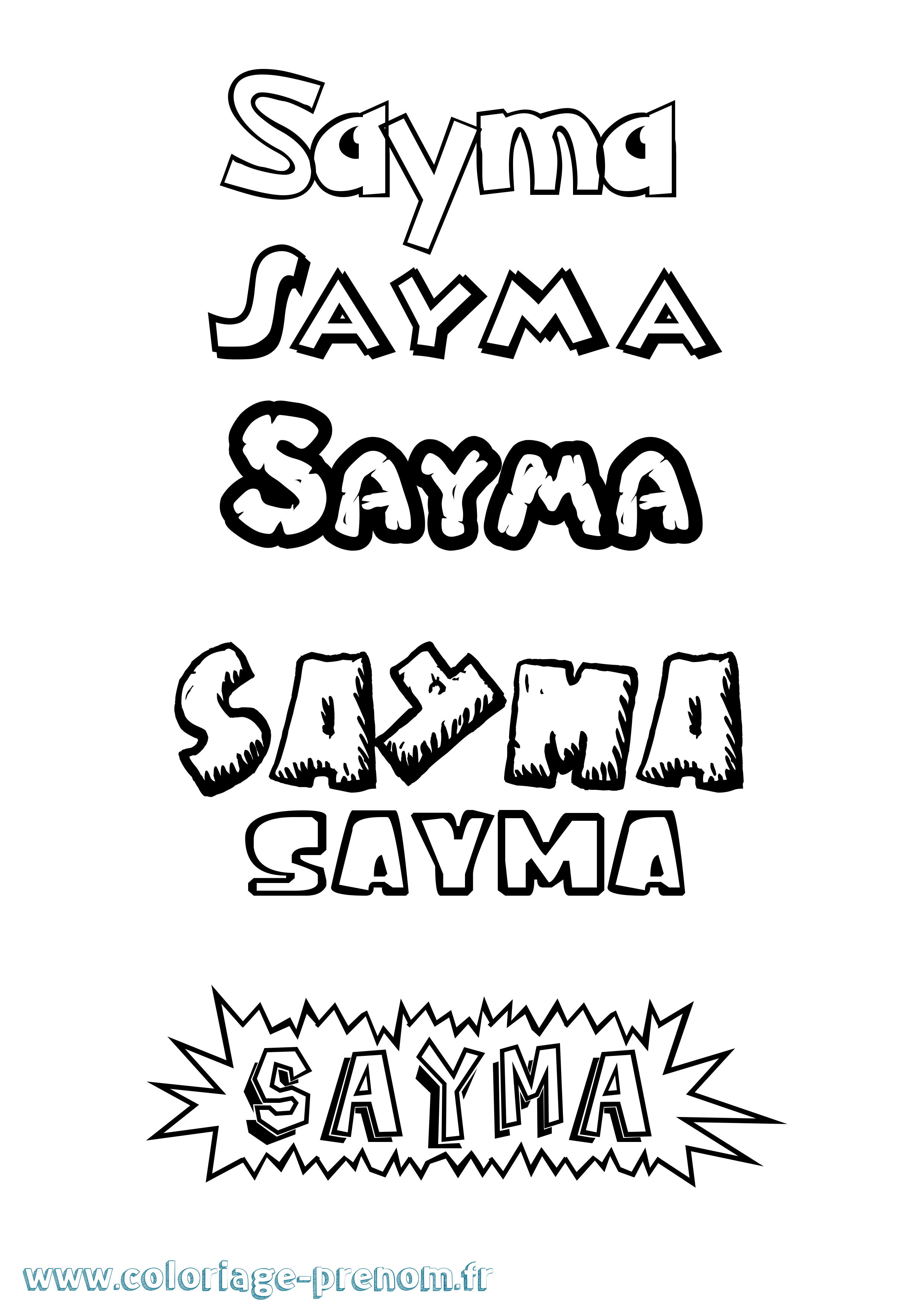 Coloriage Sayma Dessin Animé Coloriage prénom Sayma Dessin Animé