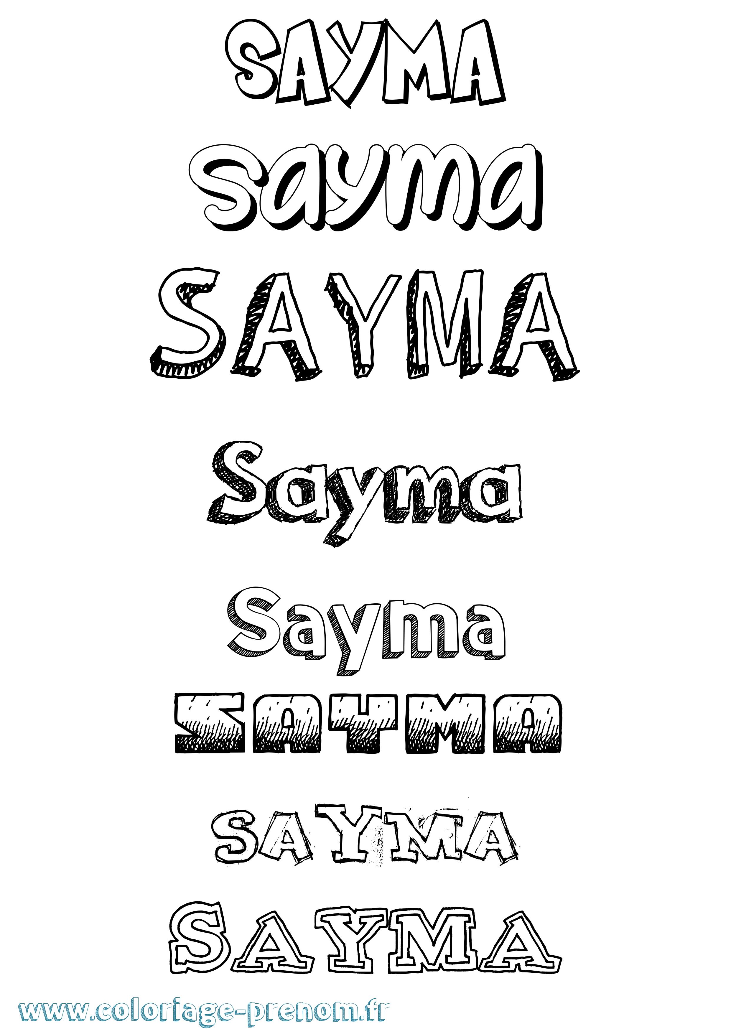 Coloriage Sayma Dessiné Coloriage prénom Sayma Dessiné