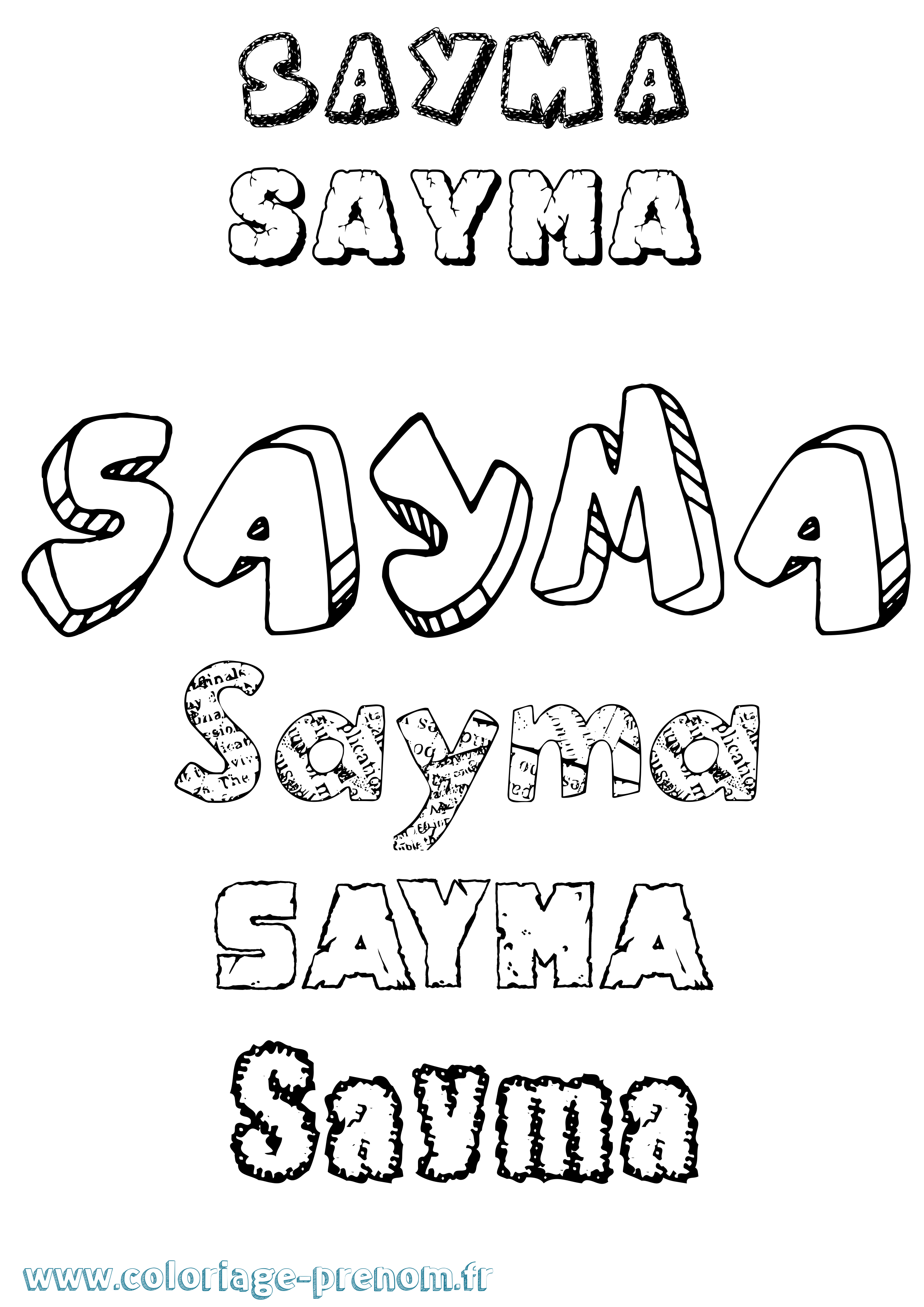Coloriage Sayma Destructuré Coloriage prénom Sayma Destructuré