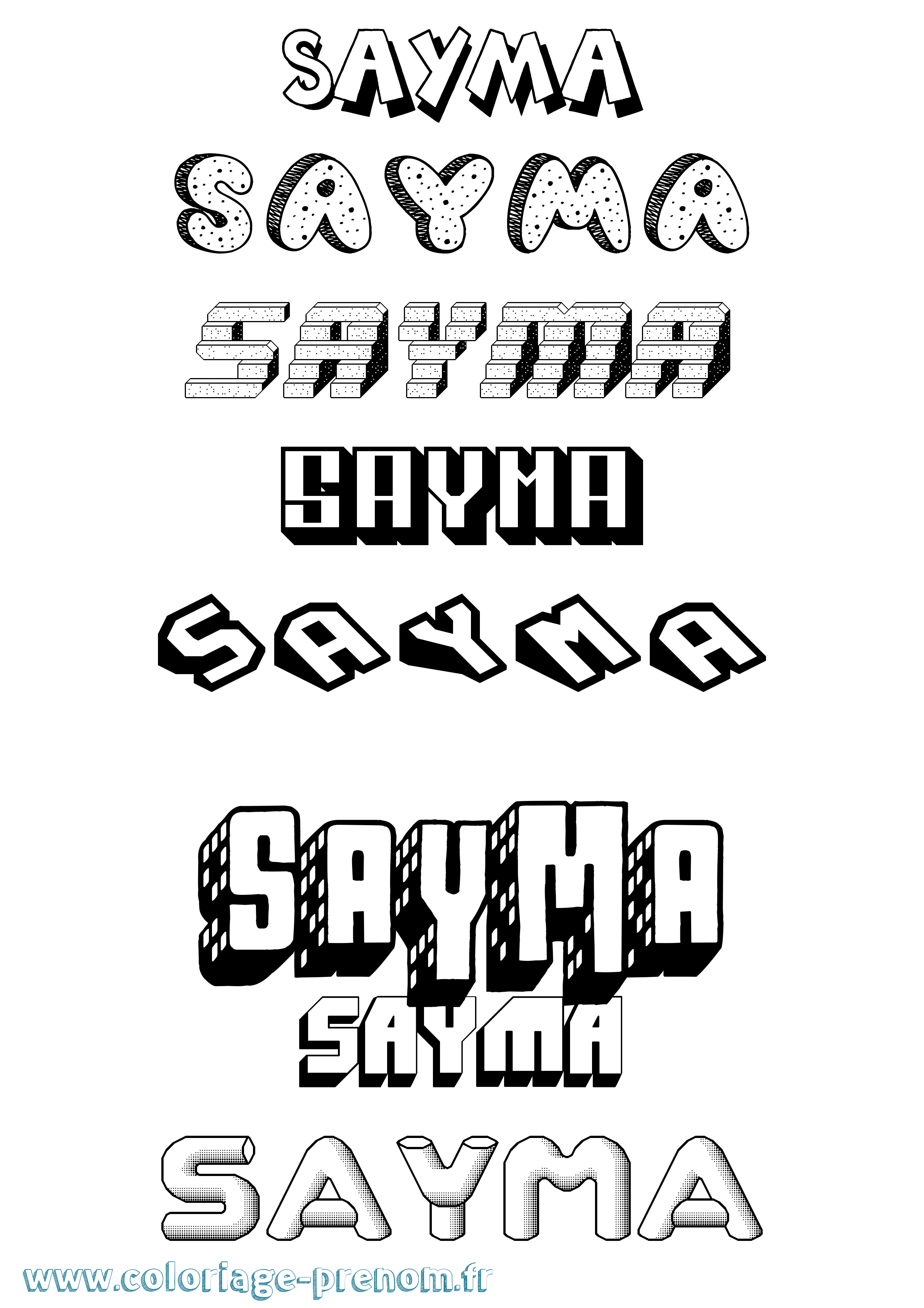 Coloriage Sayma Effet 3D Coloriage prénom Sayma Effet 3D