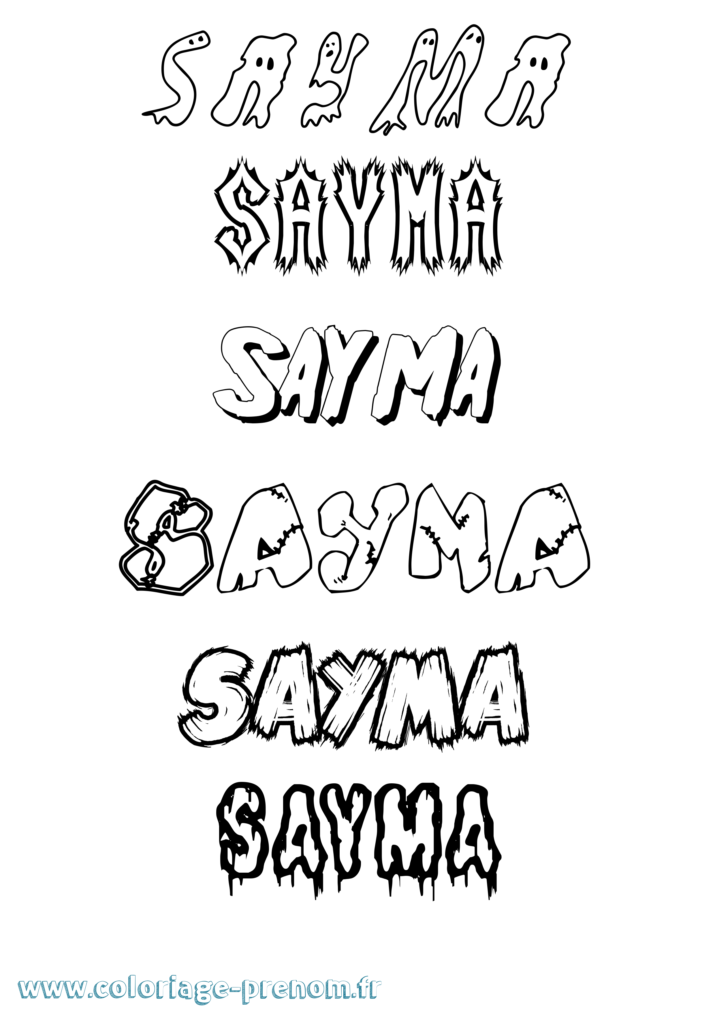 Coloriage Sayma Frisson Coloriage prénom Sayma Frisson