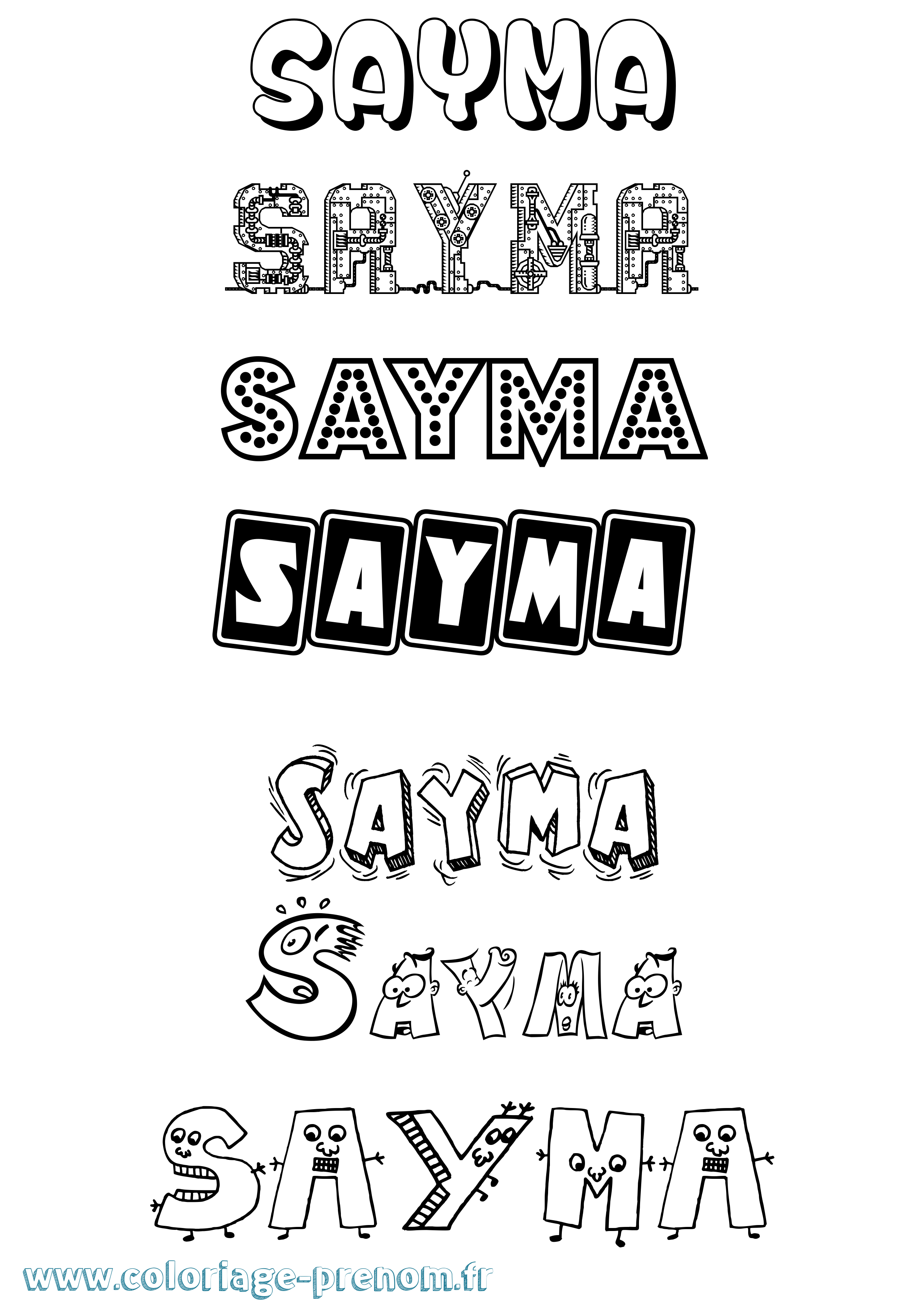 Coloriage Sayma Fun Coloriage prénom Sayma Fun
