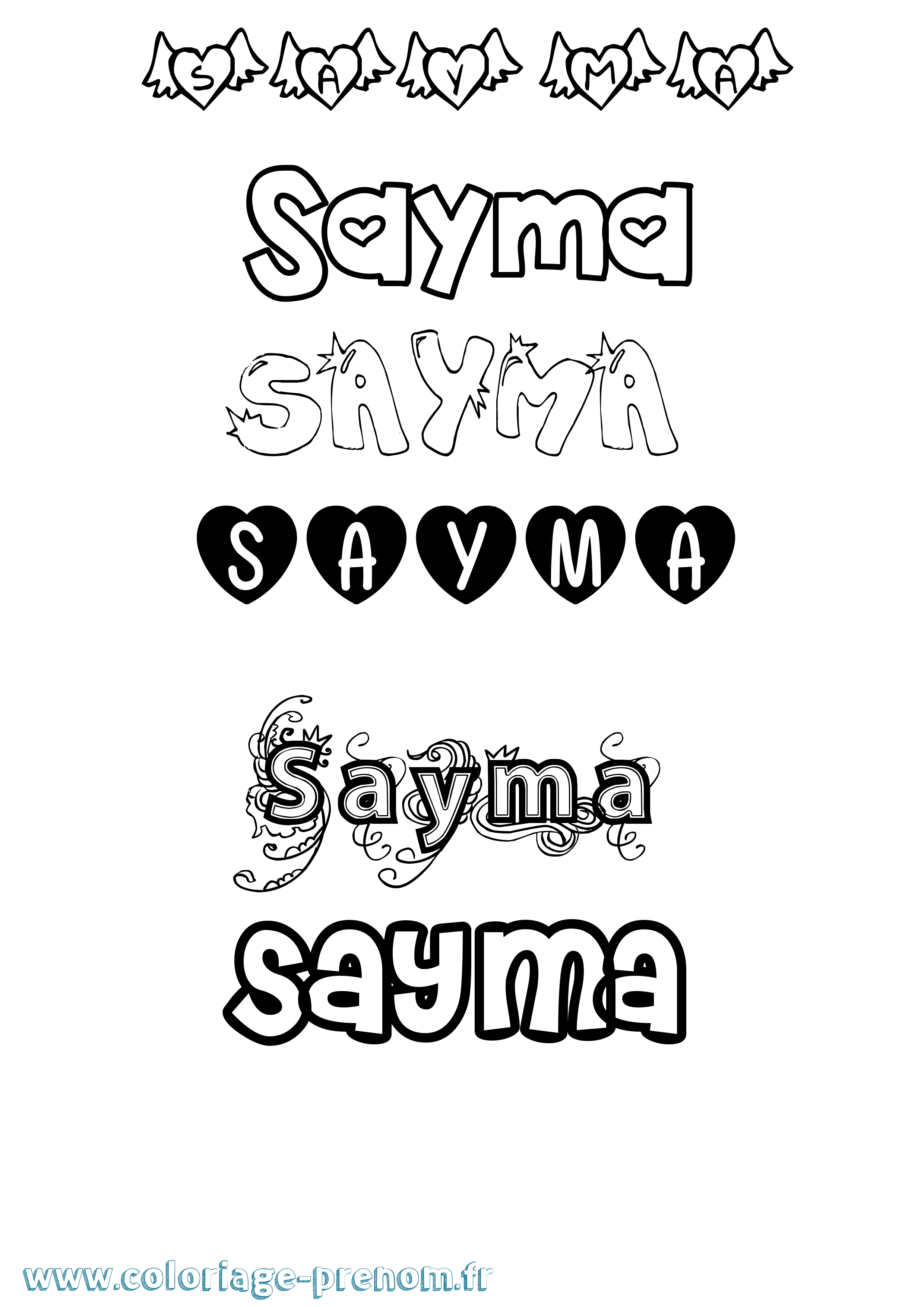 Coloriage Sayma Girly Coloriage prénom Sayma Girly