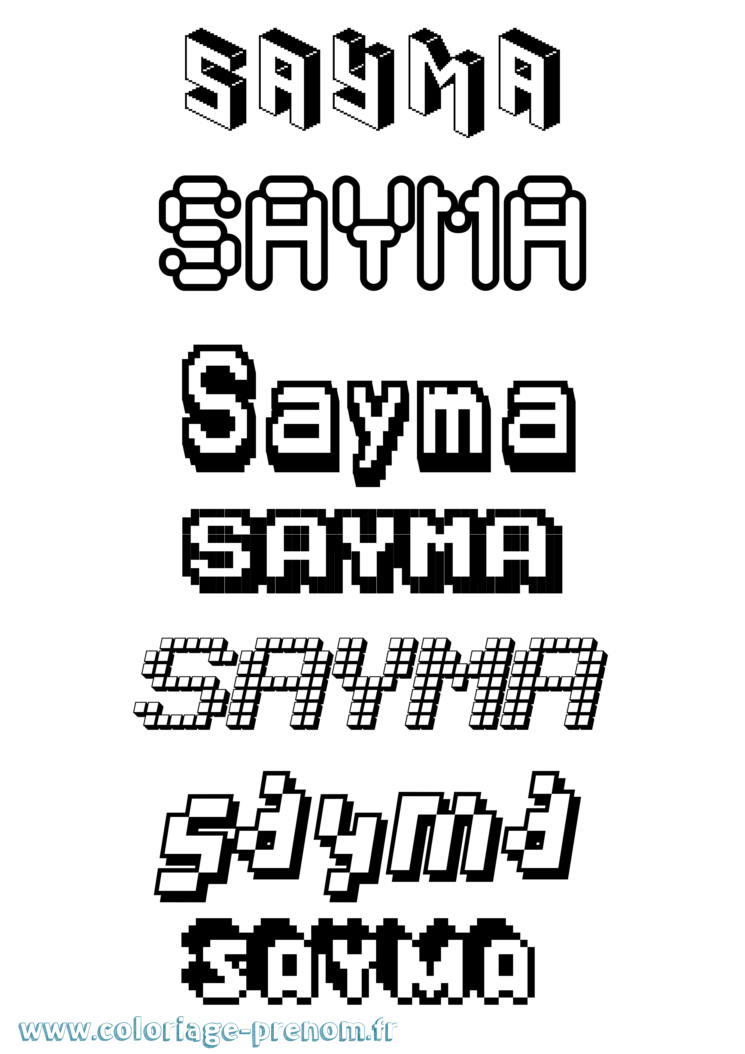 Coloriage Sayma Pixel Coloriage prénom Sayma Pixel
