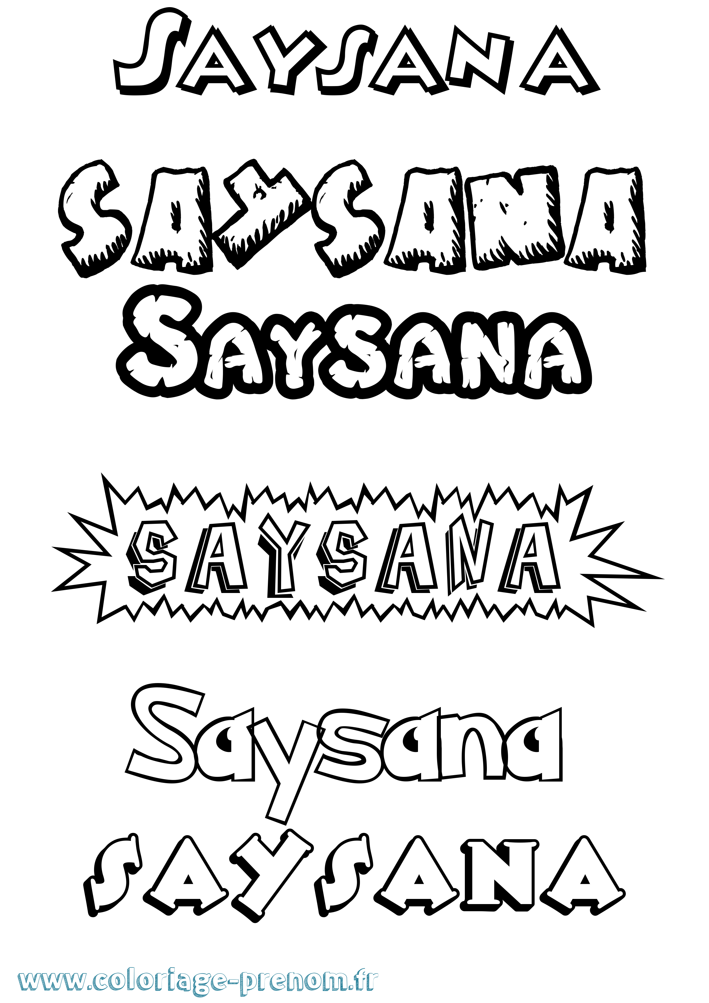 Coloriage Saysana Dessin Animé Coloriage prénom Saysana Dessin Animé