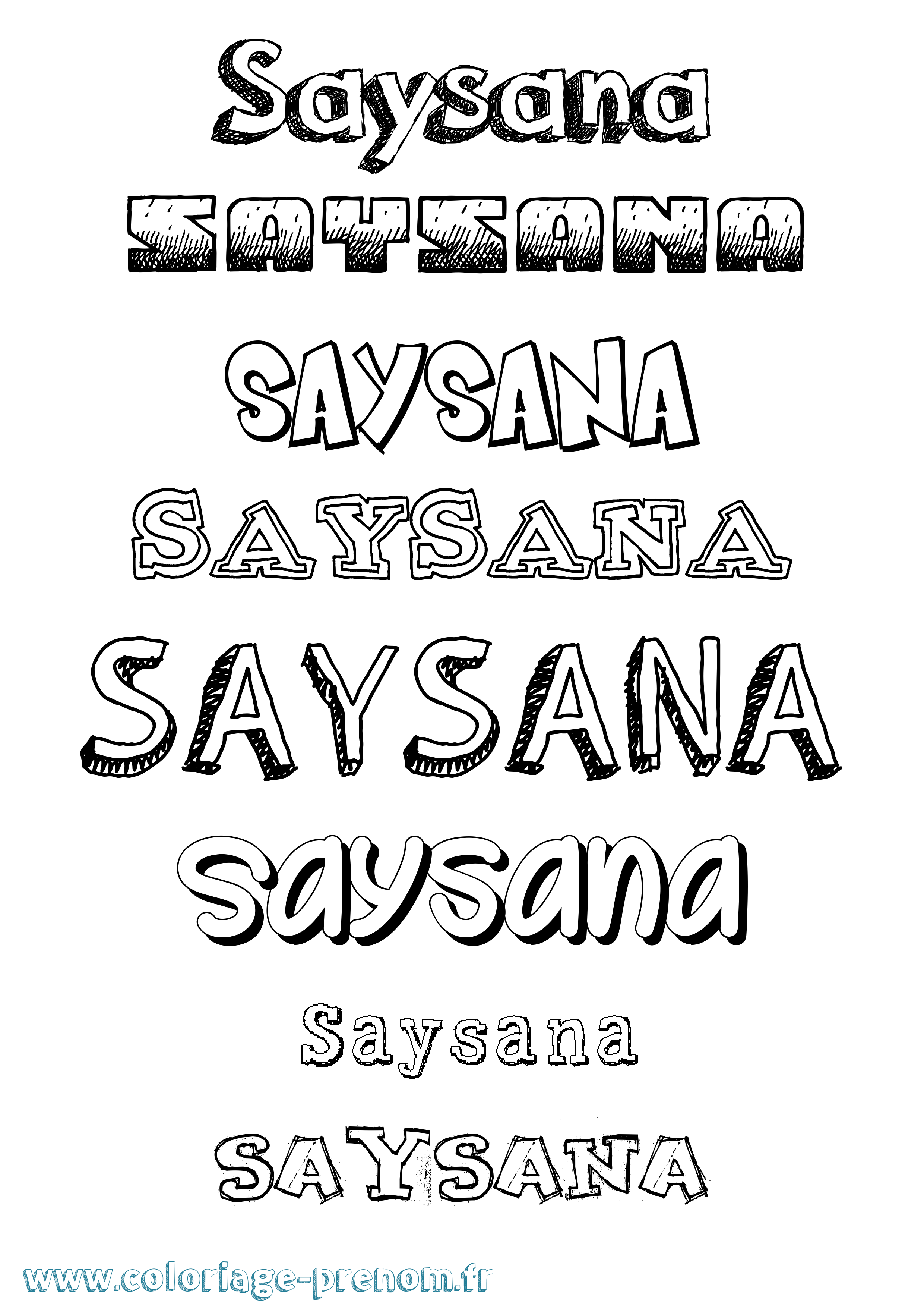 Coloriage Saysana Dessiné Coloriage prénom Saysana Dessiné