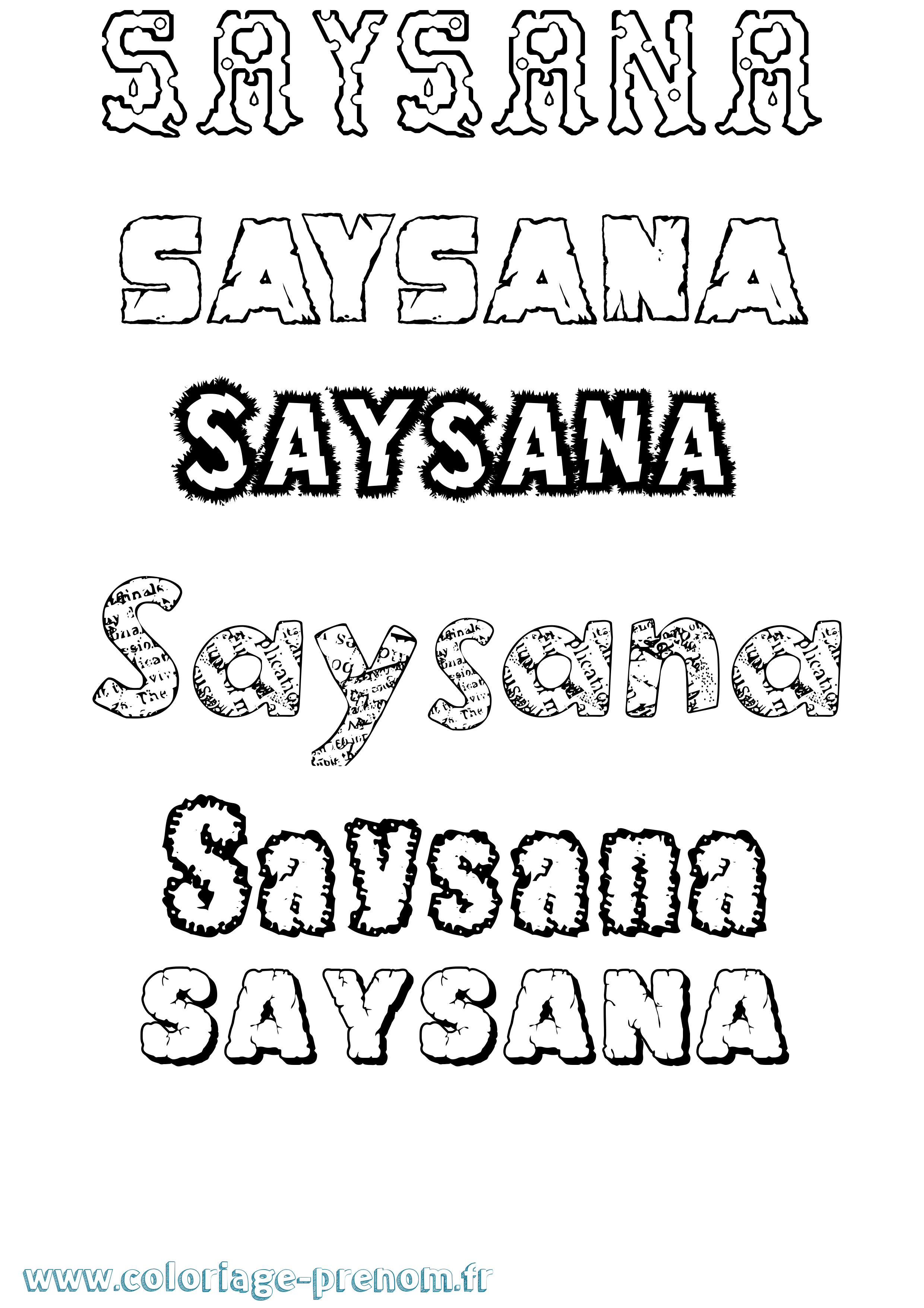 Coloriage Saysana Destructuré Coloriage prénom Saysana Destructuré