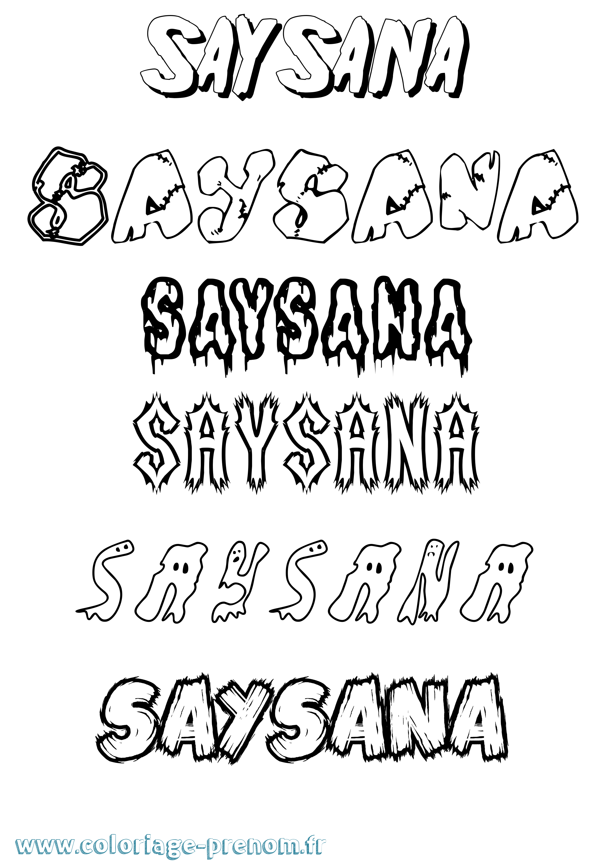 Coloriage Saysana Frisson Coloriage prénom Saysana Frisson