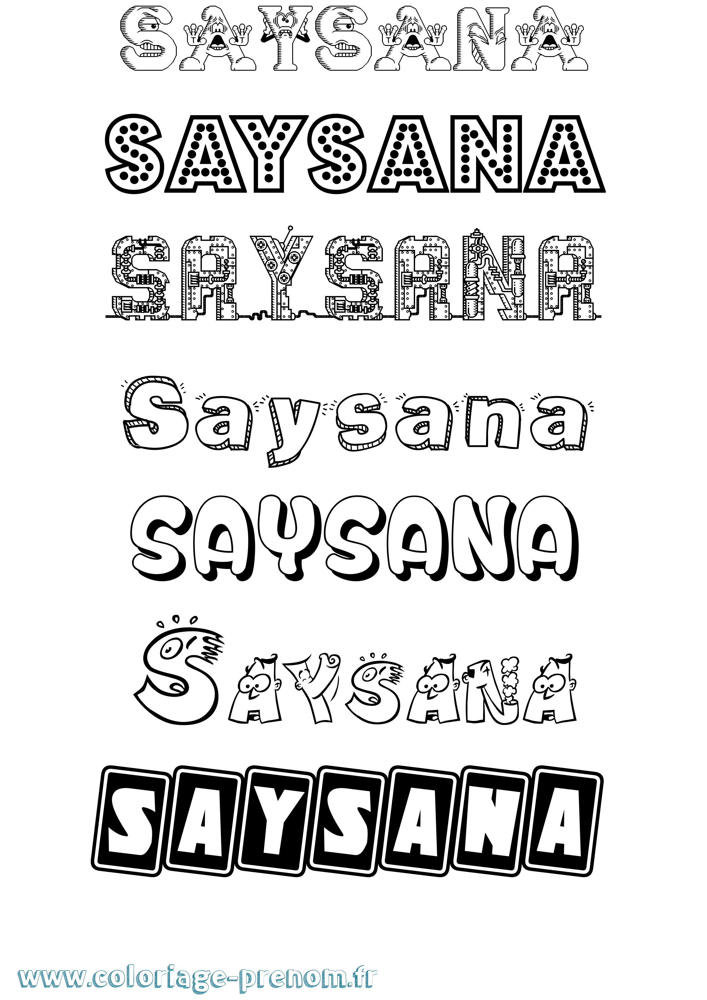 Coloriage Saysana Fun Coloriage prénom Saysana Fun