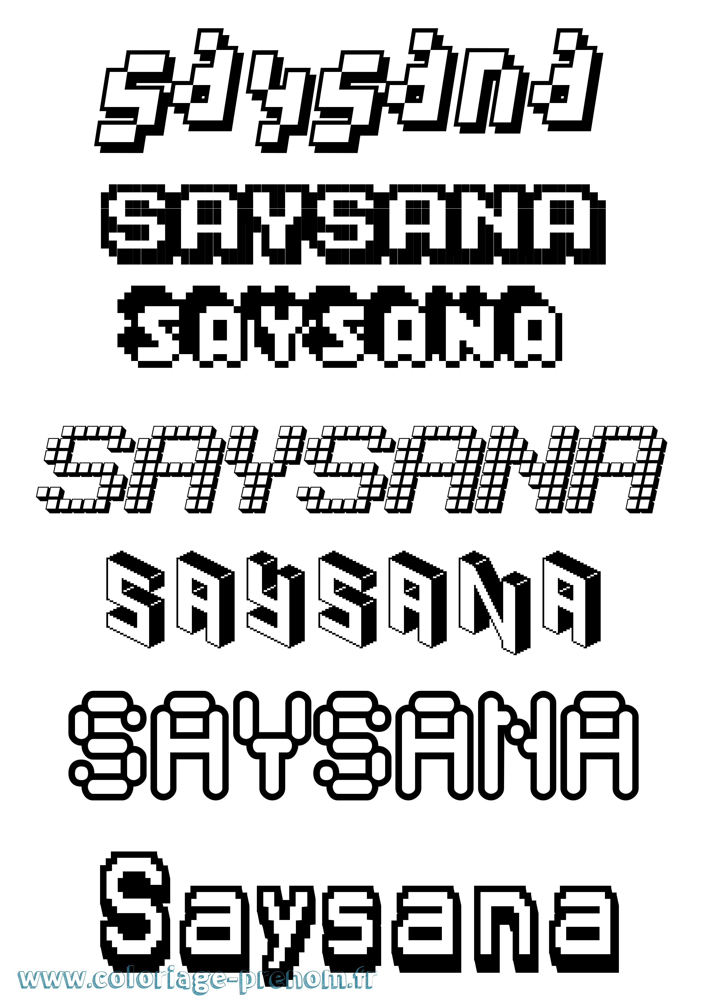 Coloriage Saysana Pixel Coloriage prénom Saysana Pixel