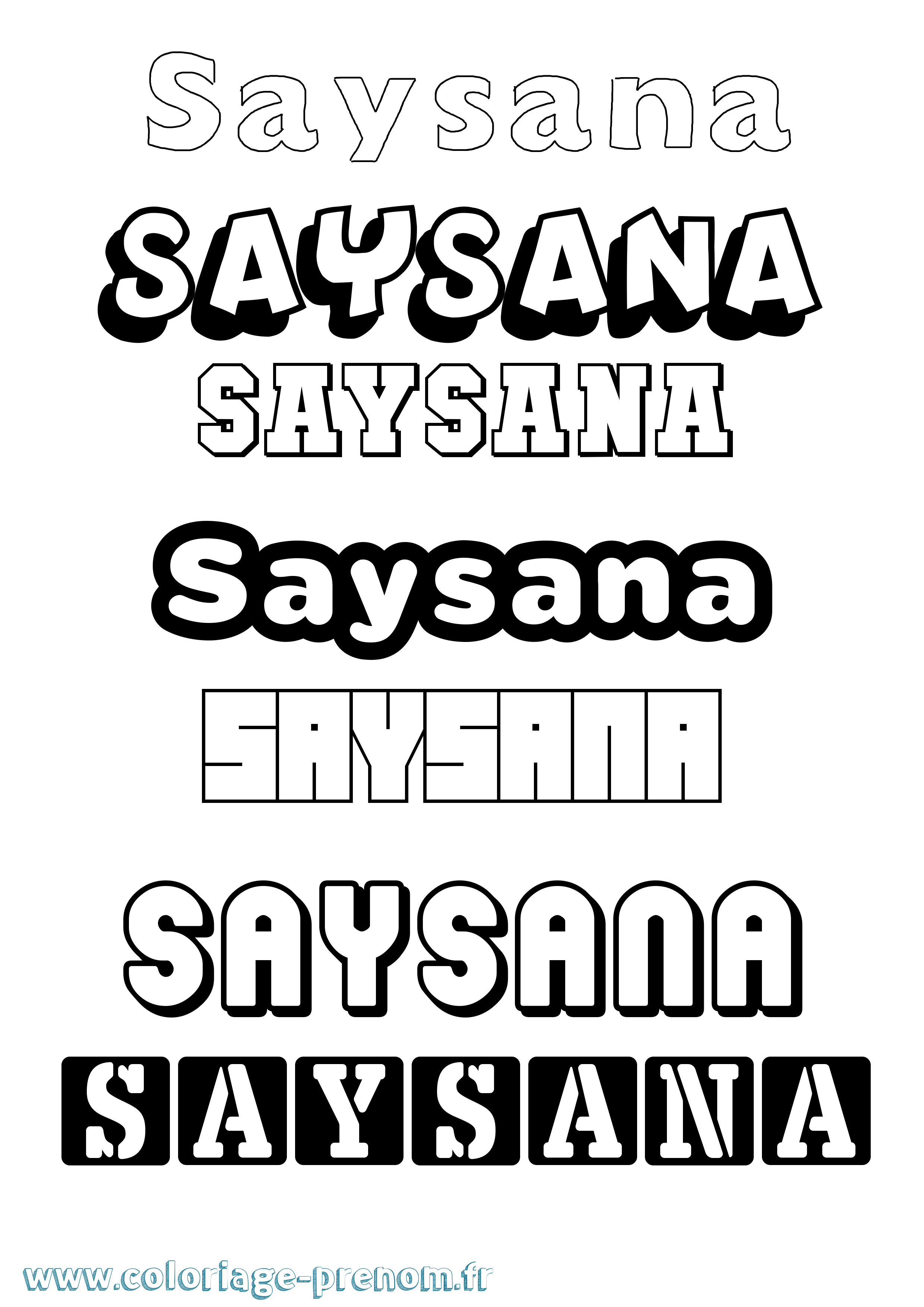 Coloriage Saysana Simple Coloriage prénom Saysana Simple