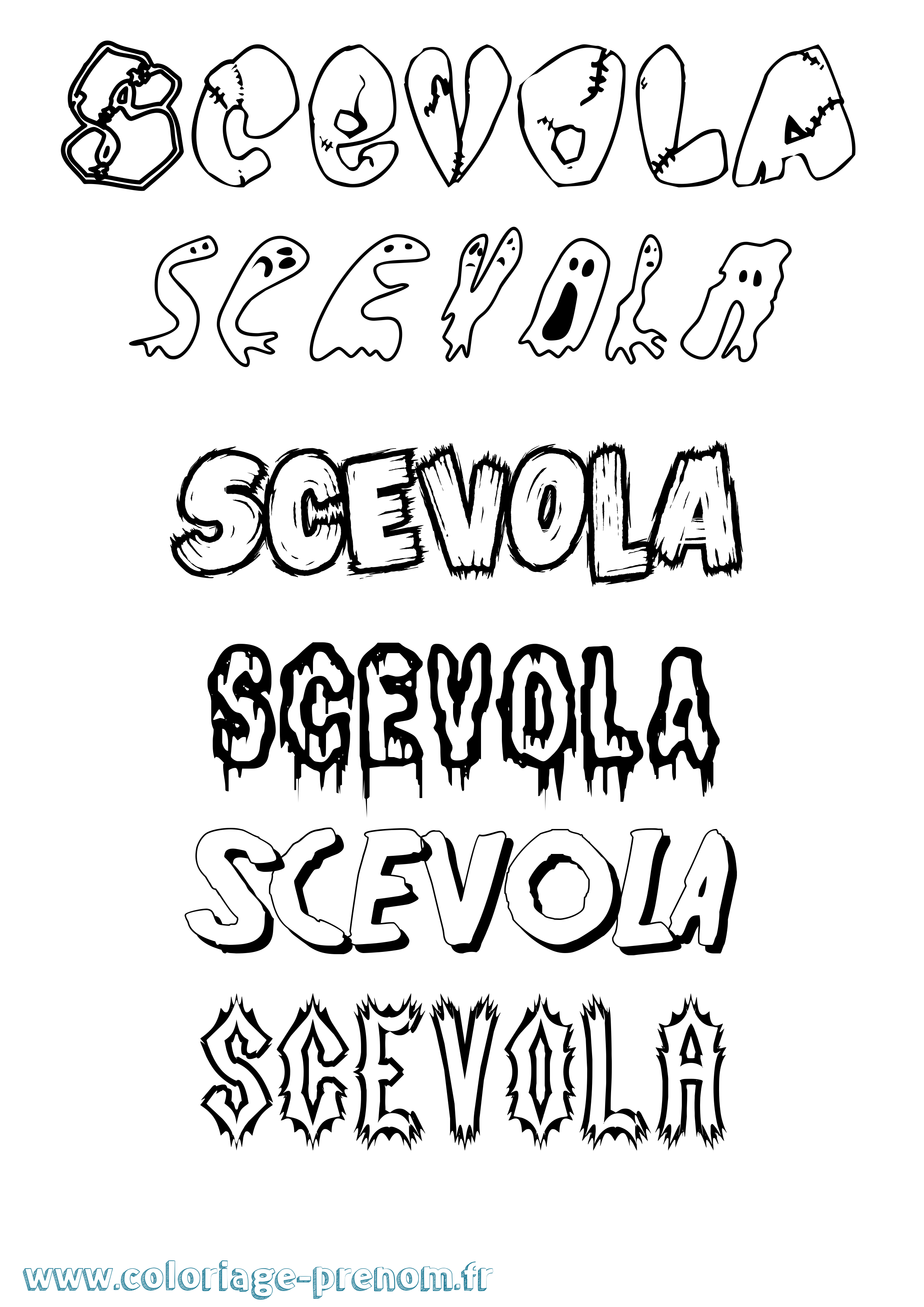 Coloriage Scevola Frisson Coloriage prénom Scevola Frisson