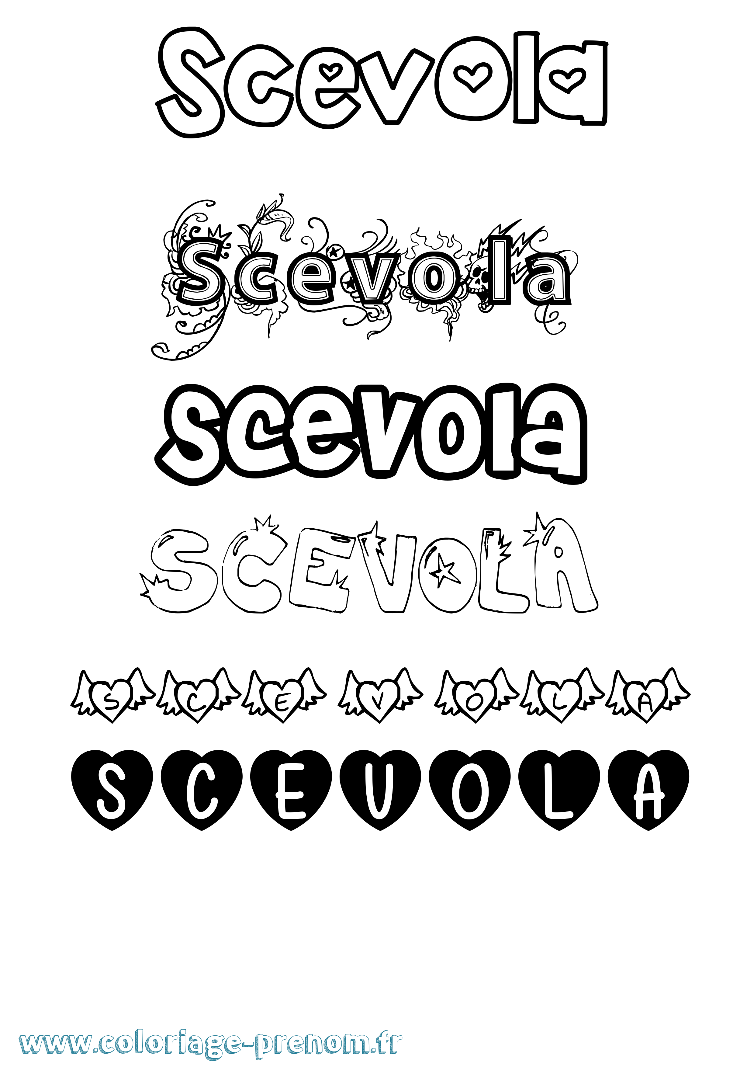 Coloriage Scevola Girly Coloriage prénom Scevola Girly