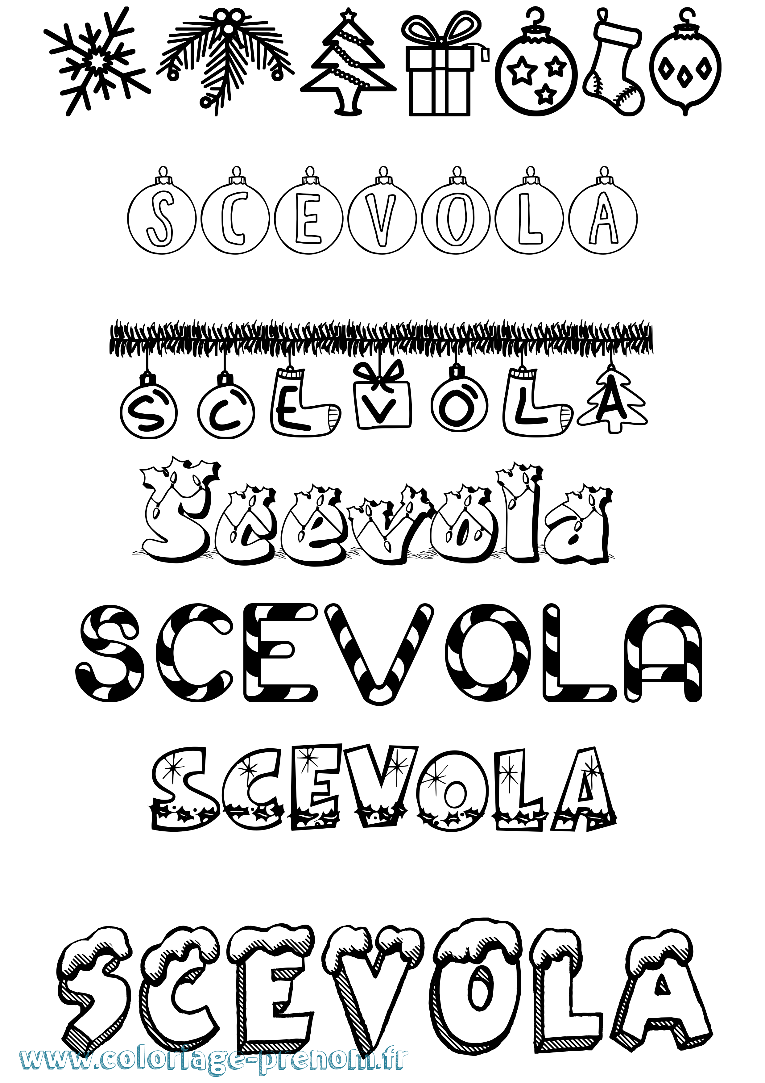 Coloriage Scevola Noël Coloriage prénom Scevola Noël