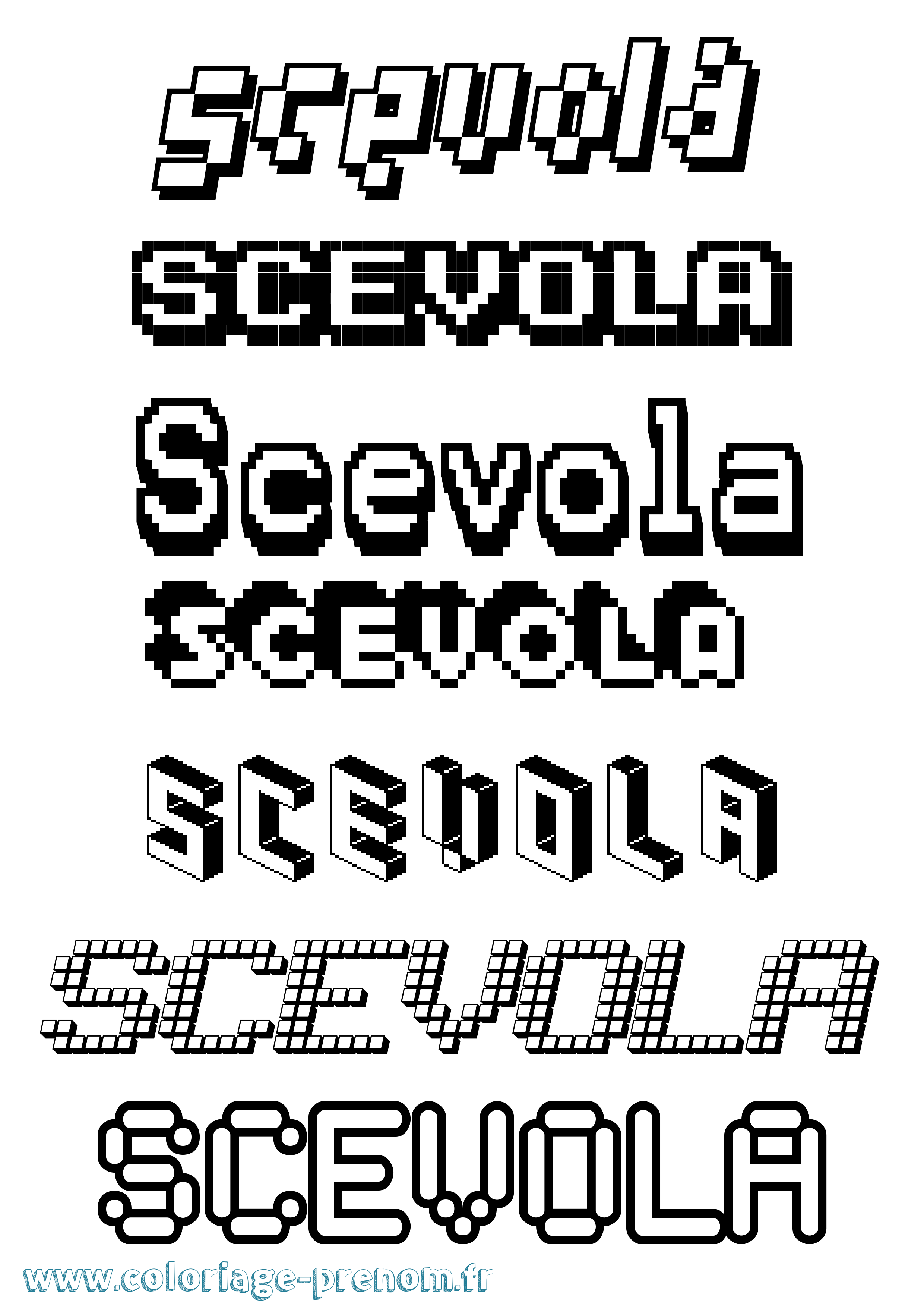 Coloriage Scevola Pixel Coloriage prénom Scevola Pixel