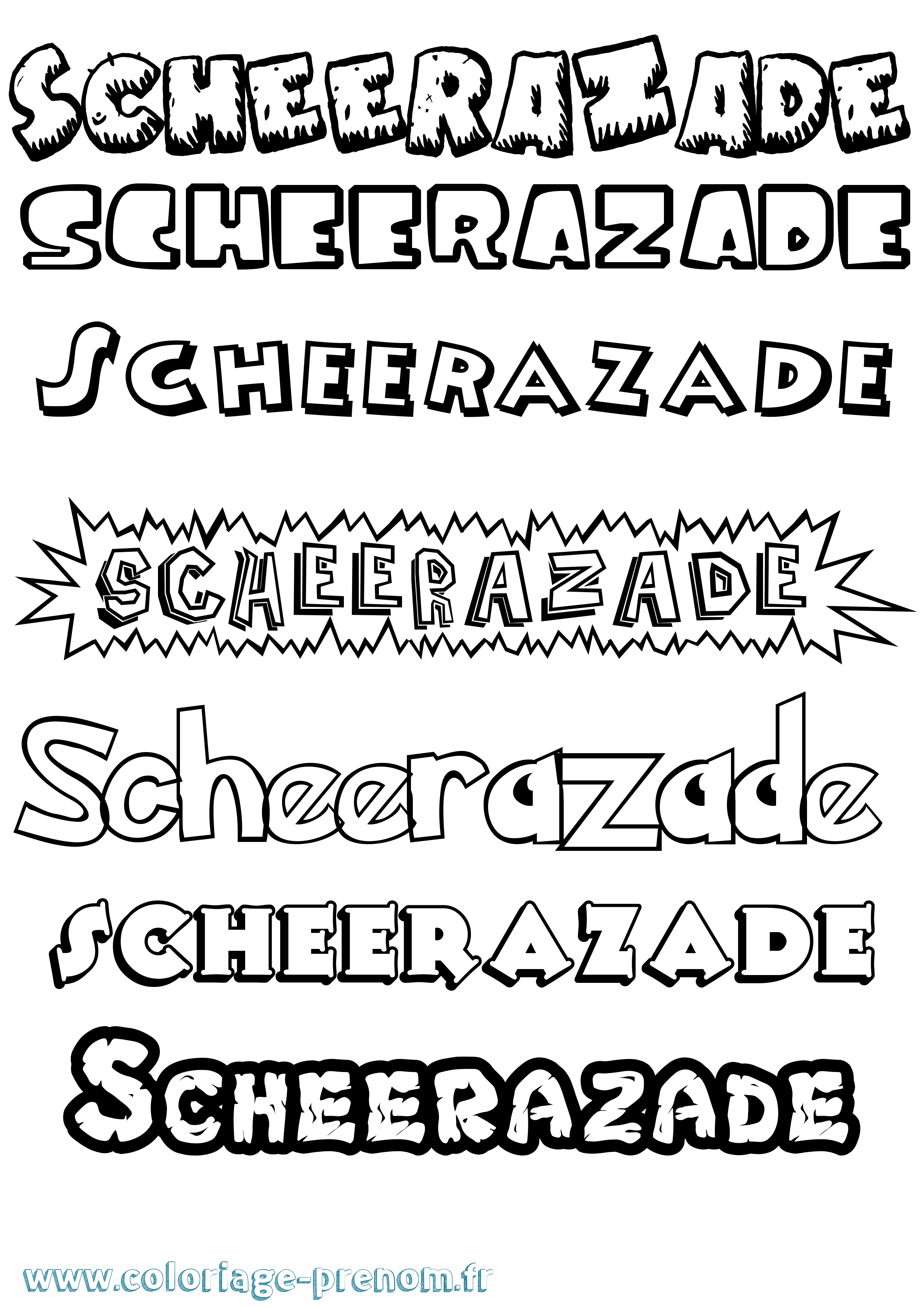 Coloriage Scheerazade Dessin Animé Coloriage prénom Scheerazade Dessin Animé