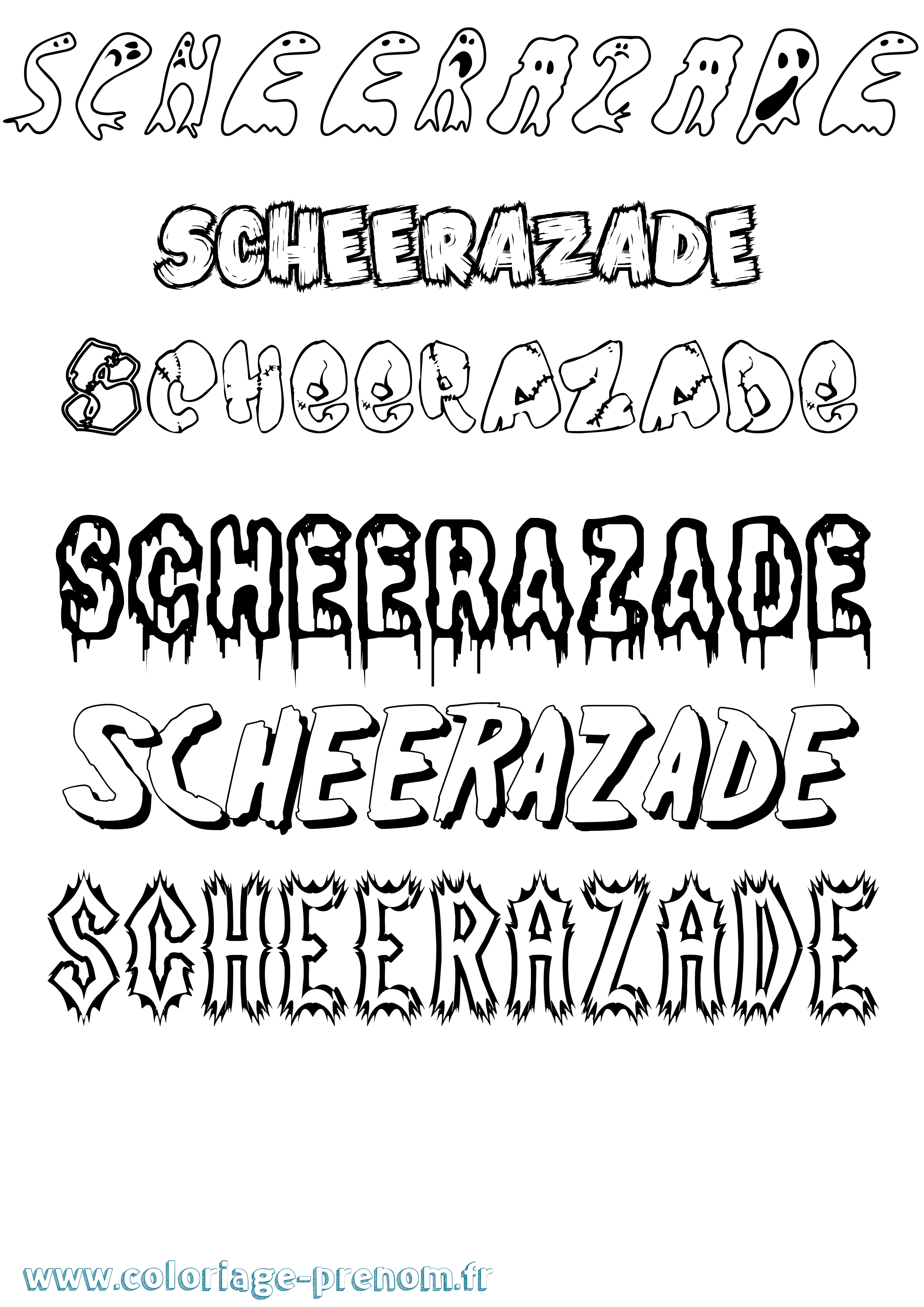 Coloriage Scheerazade Frisson Coloriage prénom Scheerazade Frisson