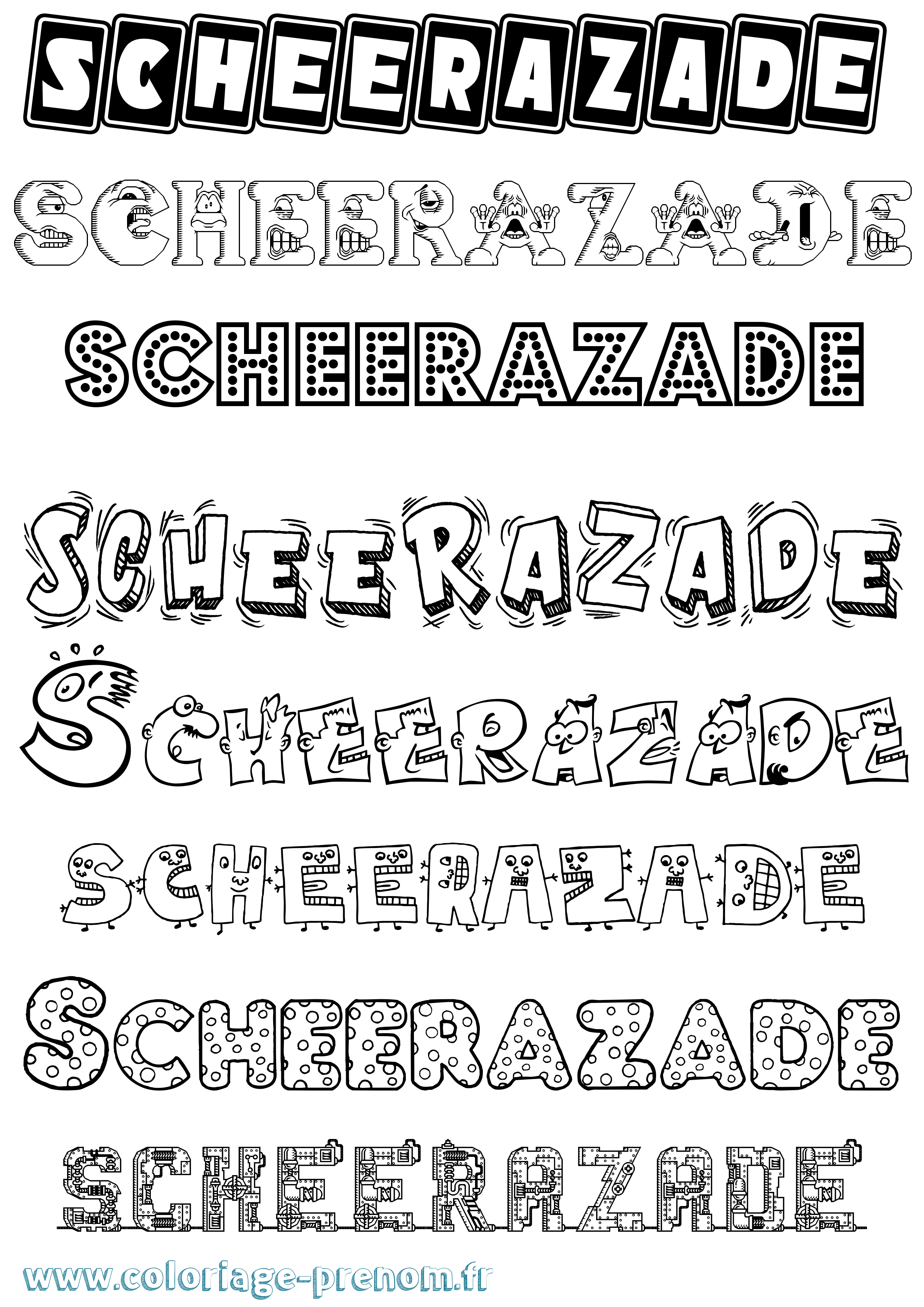 Coloriage Scheerazade Fun Coloriage prénom Scheerazade Fun