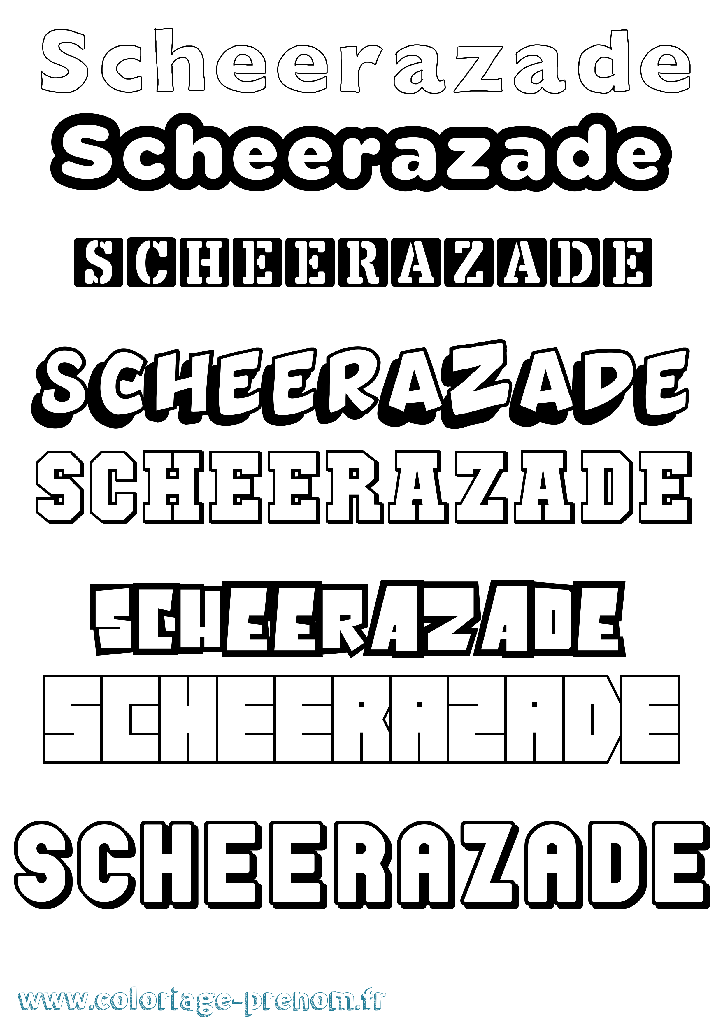 Coloriage Scheerazade Simple Coloriage prénom Scheerazade Simple
